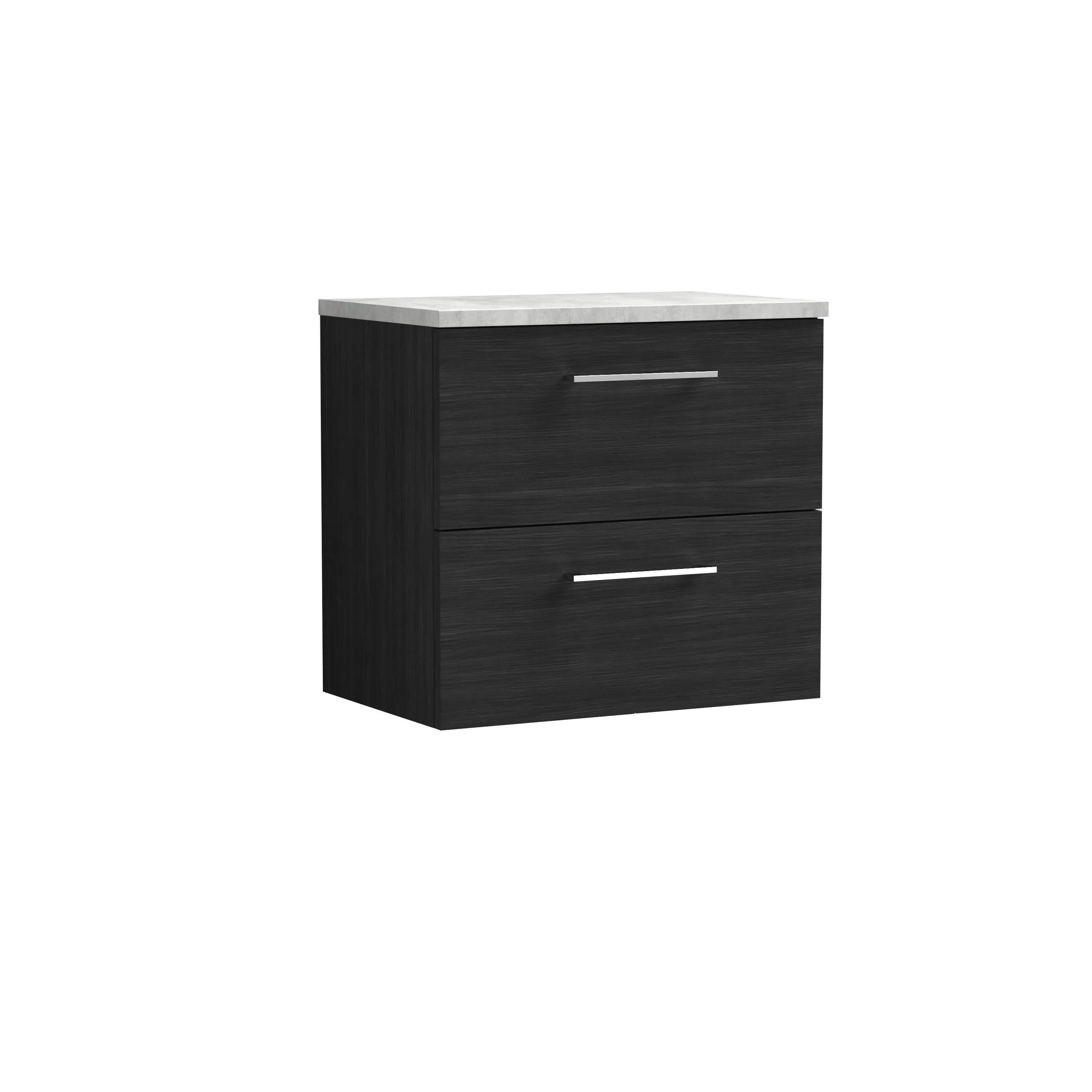 Nuie Arno 600mm Wall Hung 2-Drawer Vanity & Laminate Top - Charcoal Black