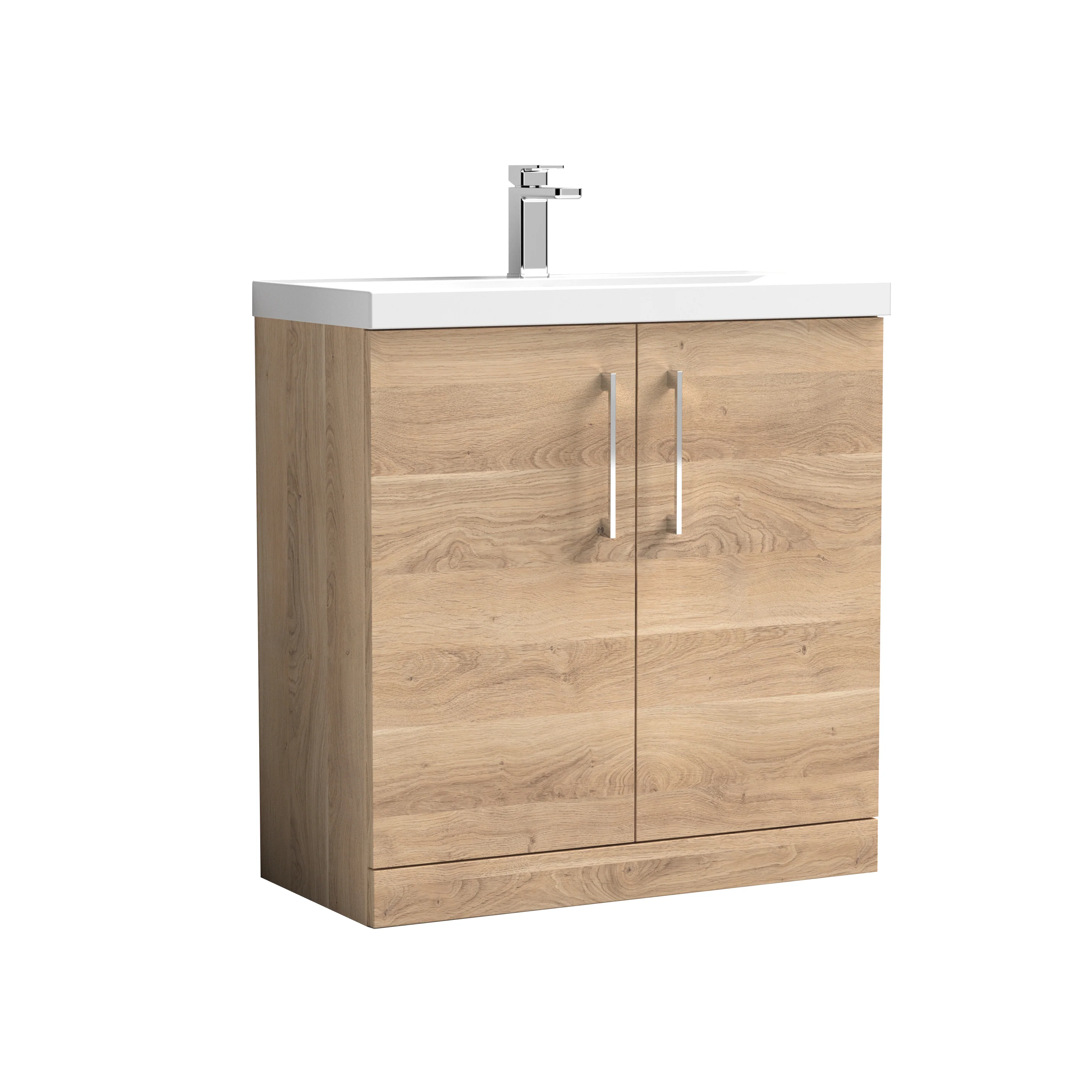 Nuie Arno 800mm Floor Standing 2-Door Vanity & Basin 1 - Bleached Oak