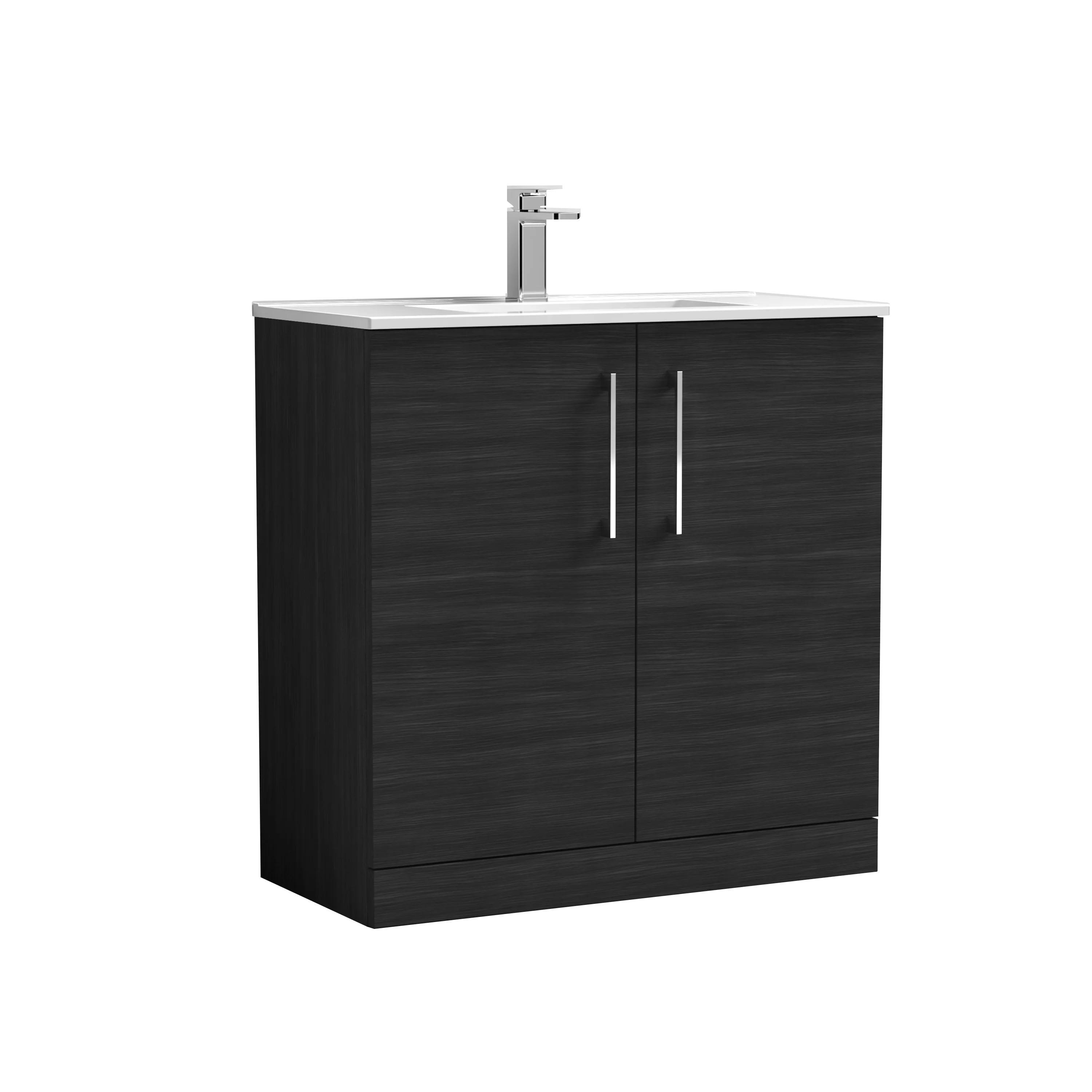 Nuie Arno 800mm Floor Standing 2-Door Vanity & Basin 2 - Charcoal Black