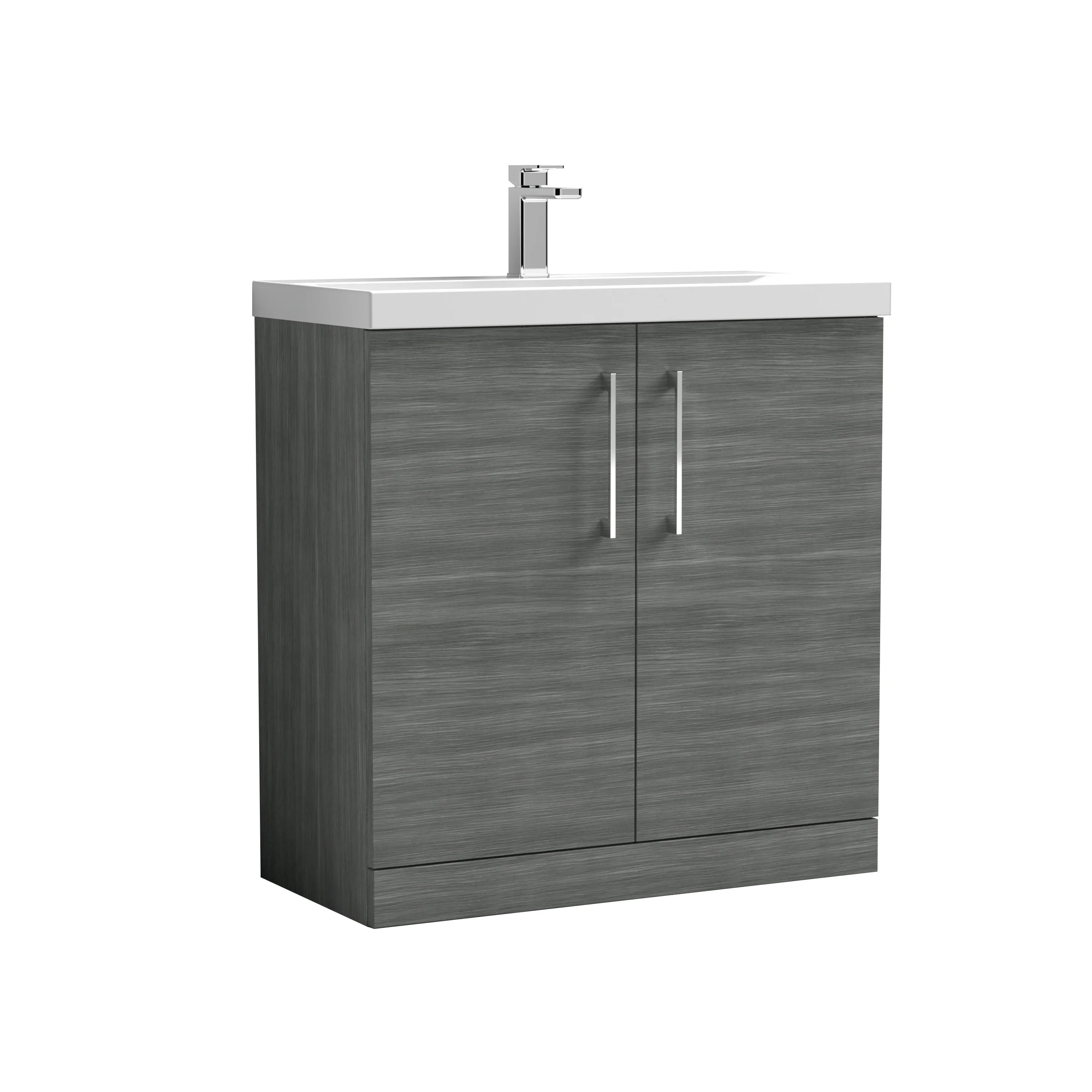 Nuie Arno 800mm Floor Standing 2-Door Vanity & Basin 3 - Anthracite Woodgrain