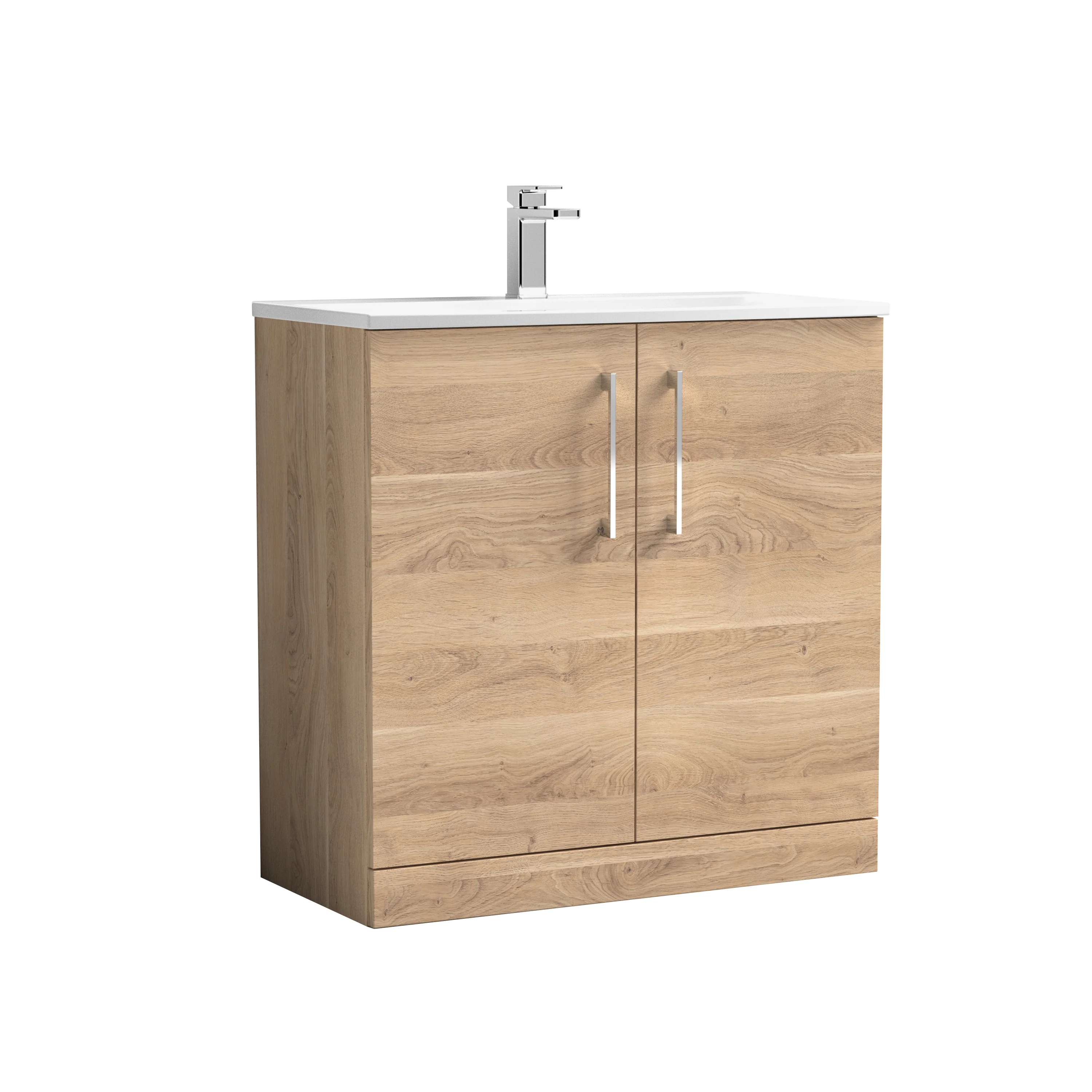 Nuie Arno 800mm Floor Standing 2-Door Vanity & Basin 4 - Bleached Oak