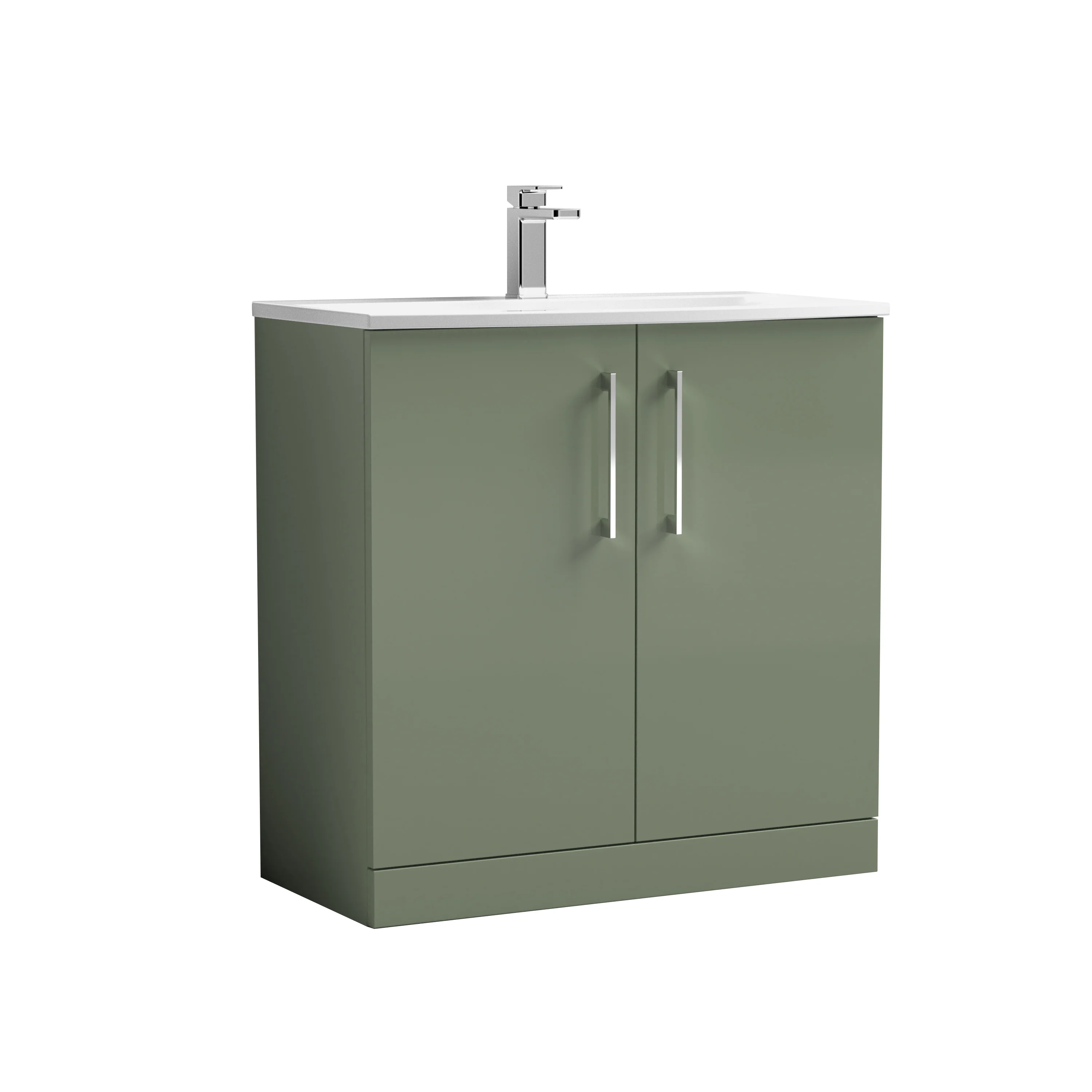 Nuie Arno 800mm Floor Standing 2-Door Vanity & Basin 4 - Satin Green
