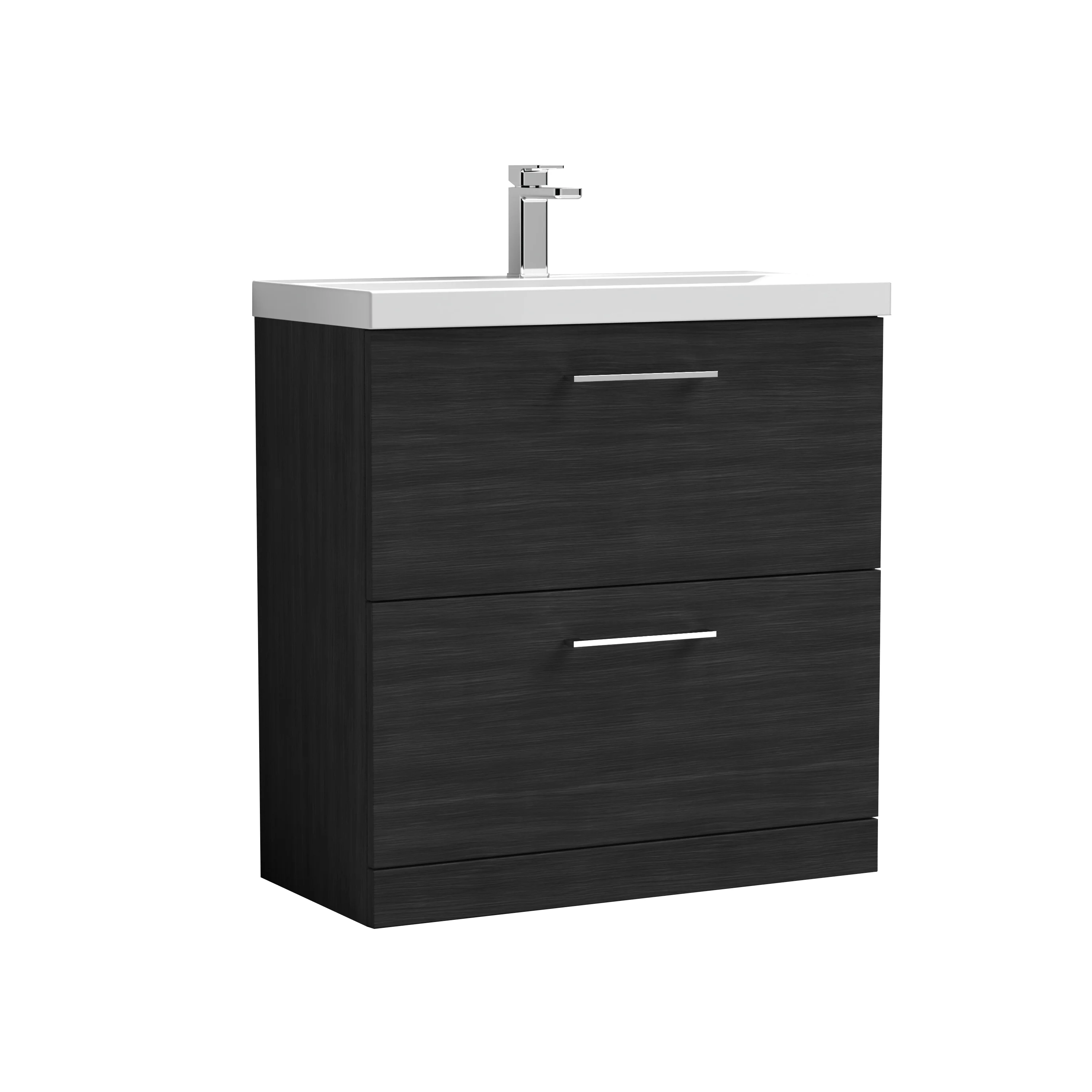 Nuie Arno 800mm Floor Standing 2-Drawer Vanity & Basin 1 - Charcoal Black