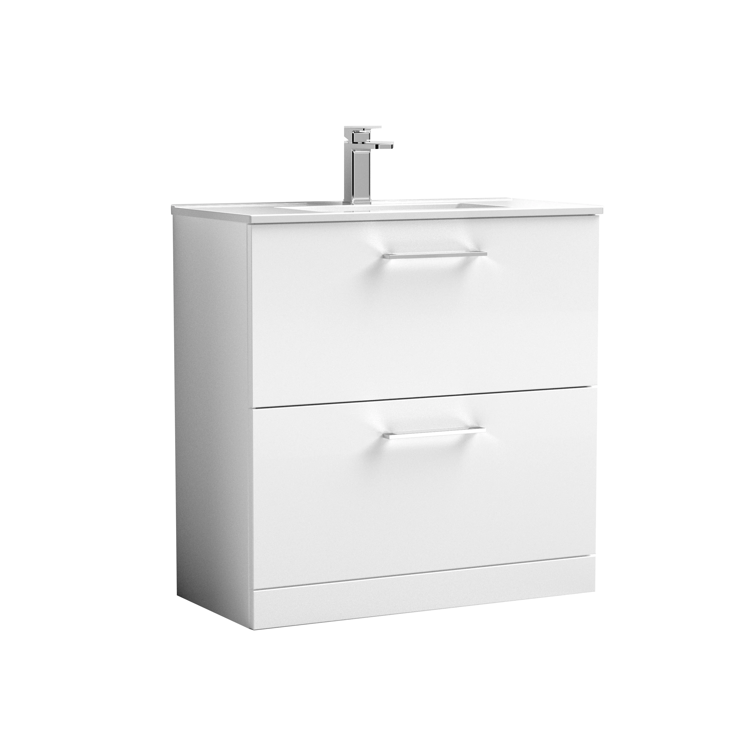 Nuie Arno 800mm Floor Standing 2-Drawer Vanity & Basin 2 - Gloss White
