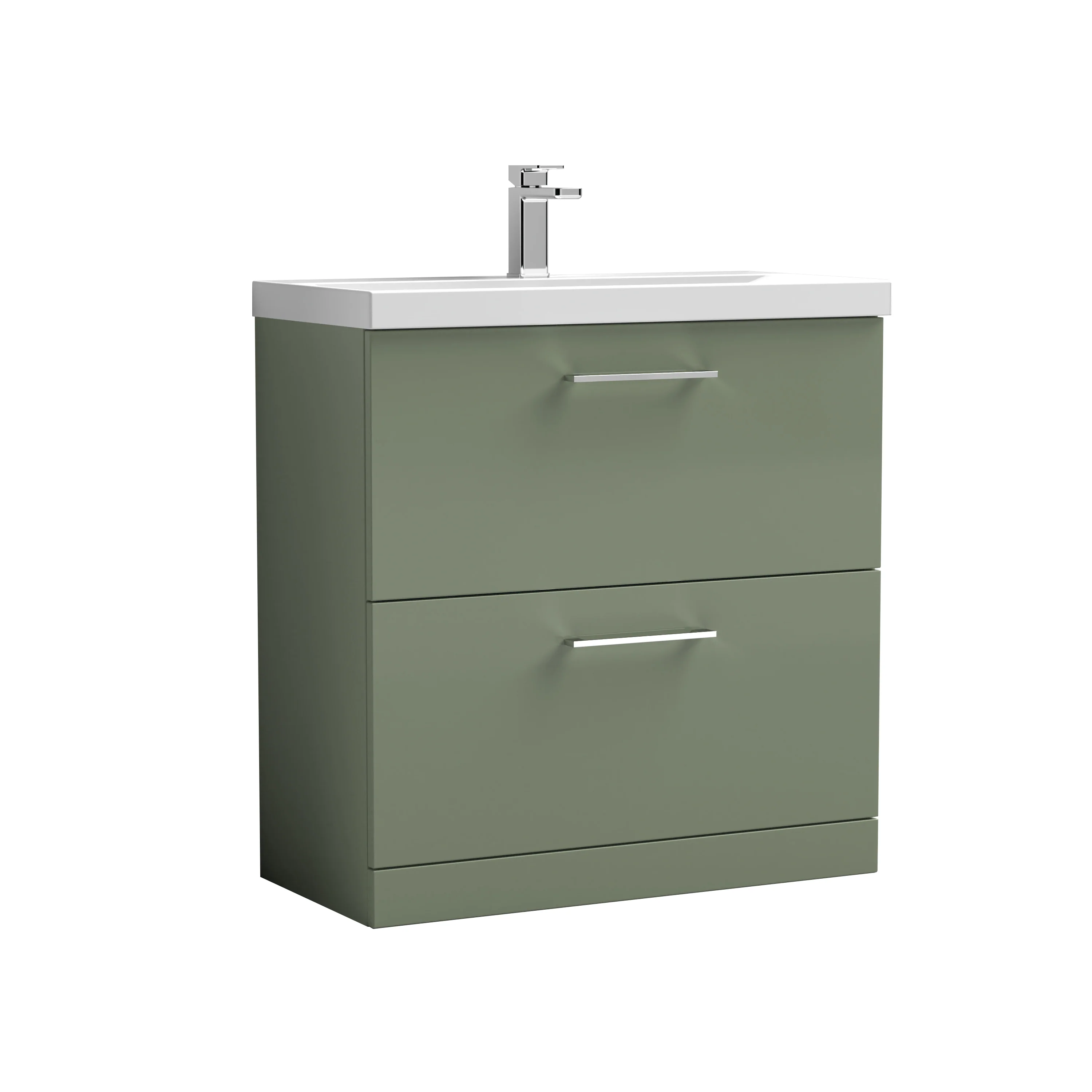 Nuie Arno 800mm Floor Standing 2-Drawer Vanity & Basin 3 - Satin Green