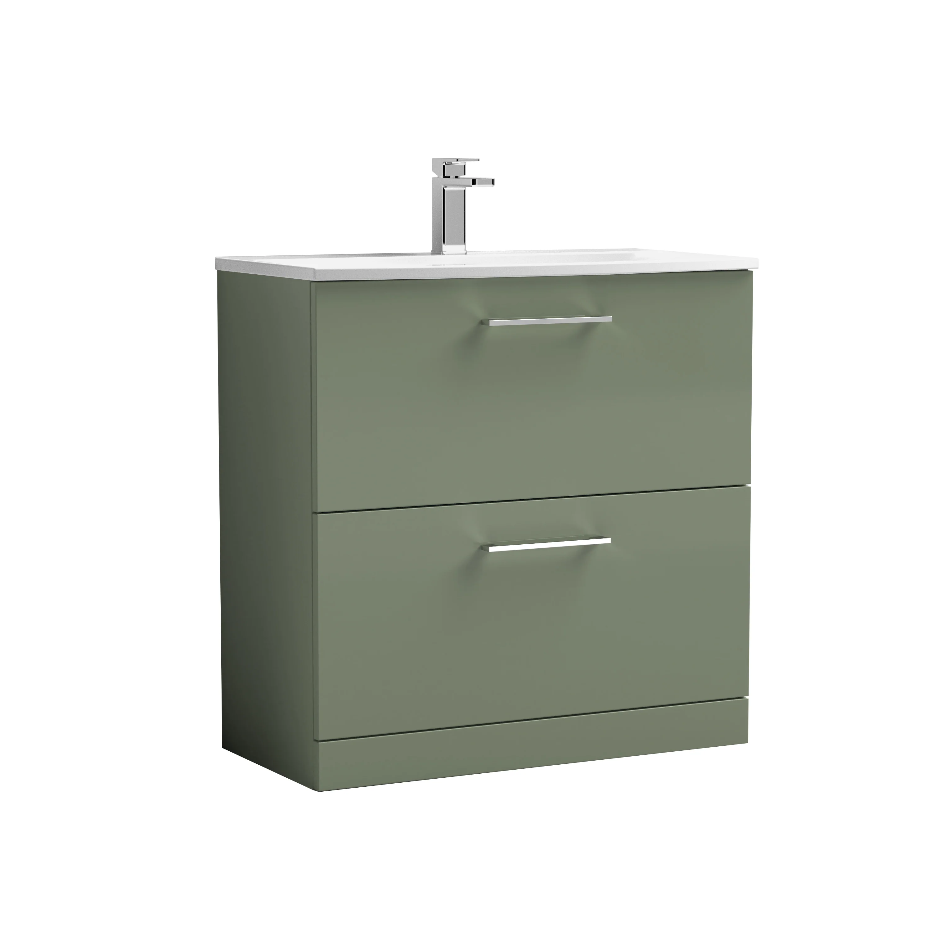 Nuie Arno 800mm Floor Standing 2-Drawer Vanity & Basin 4 - Satin Green