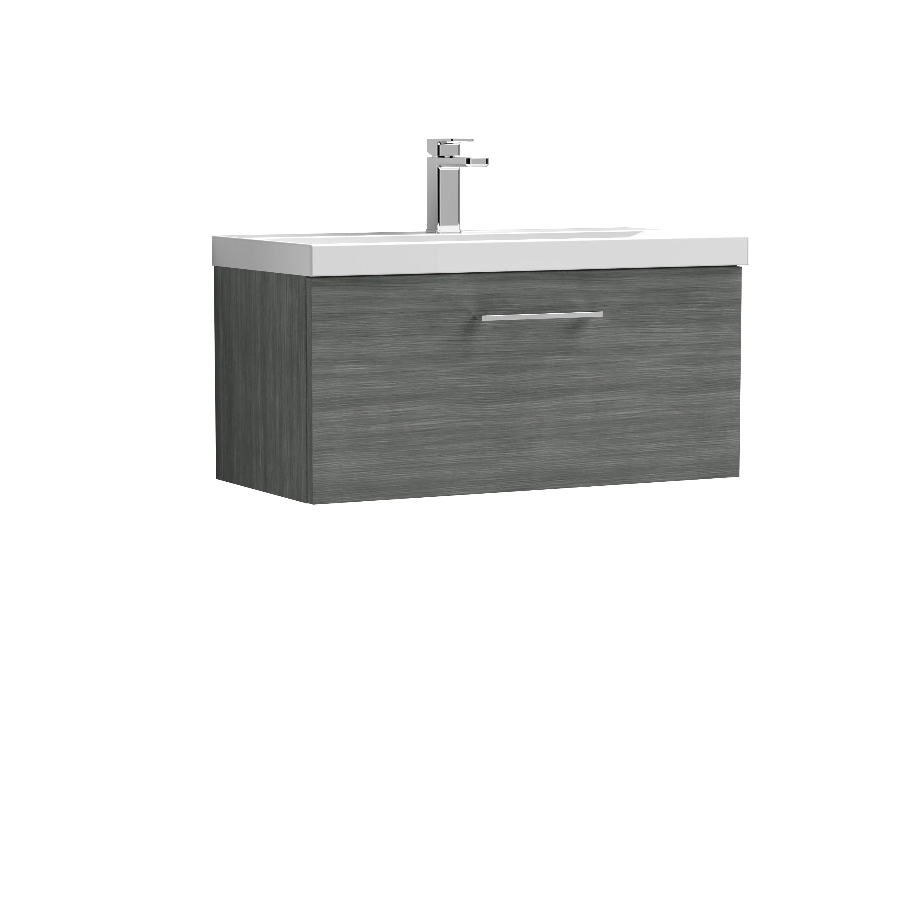 Nuie Arno 800mm Wall Hung 1-Drawer Vanity & Basin 1 - Anthracite