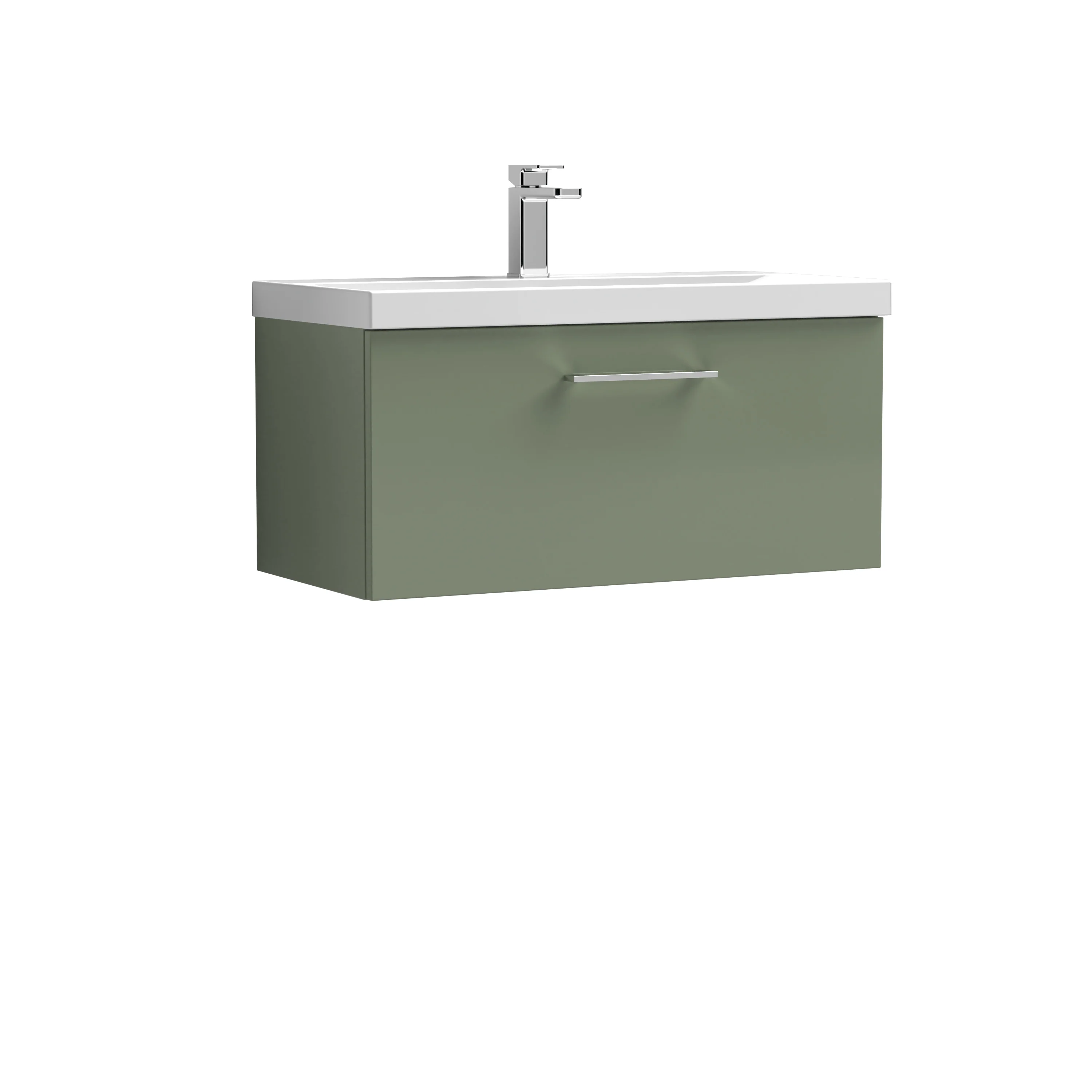 Nuie Arno 800mm Wall Hung 1-Drawer Vanity & Basin 1 - Satin Green