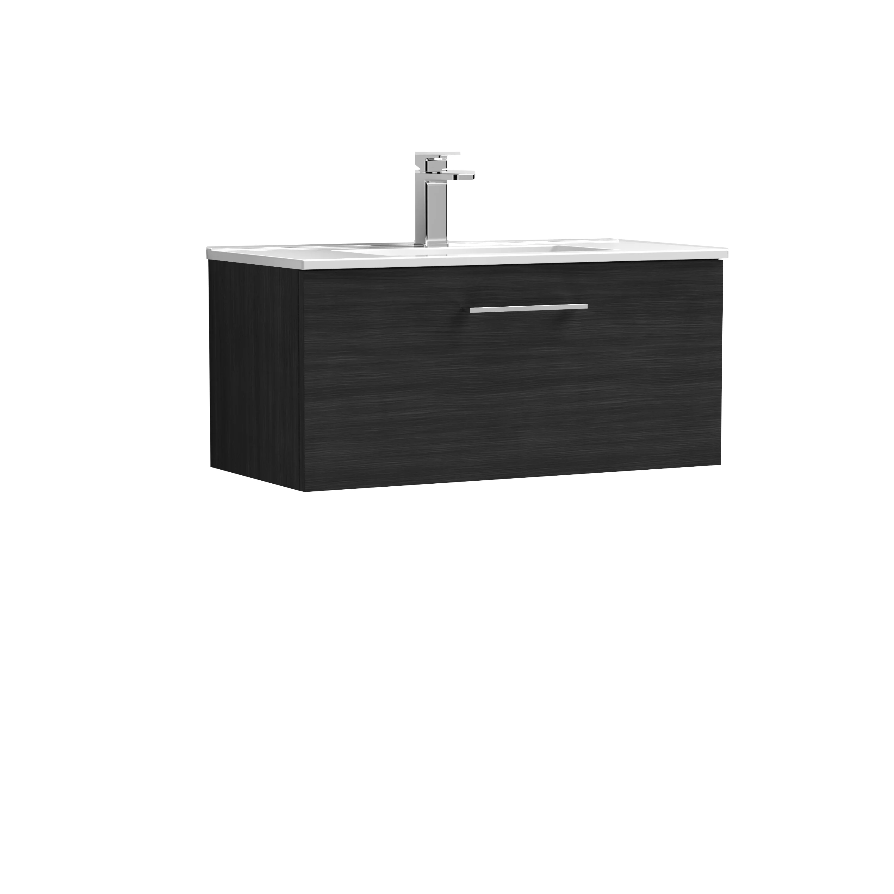 Nuie Arno 800mm Wall Hung 1-Drawer Vanity & Basin 2 - Charcoal Black