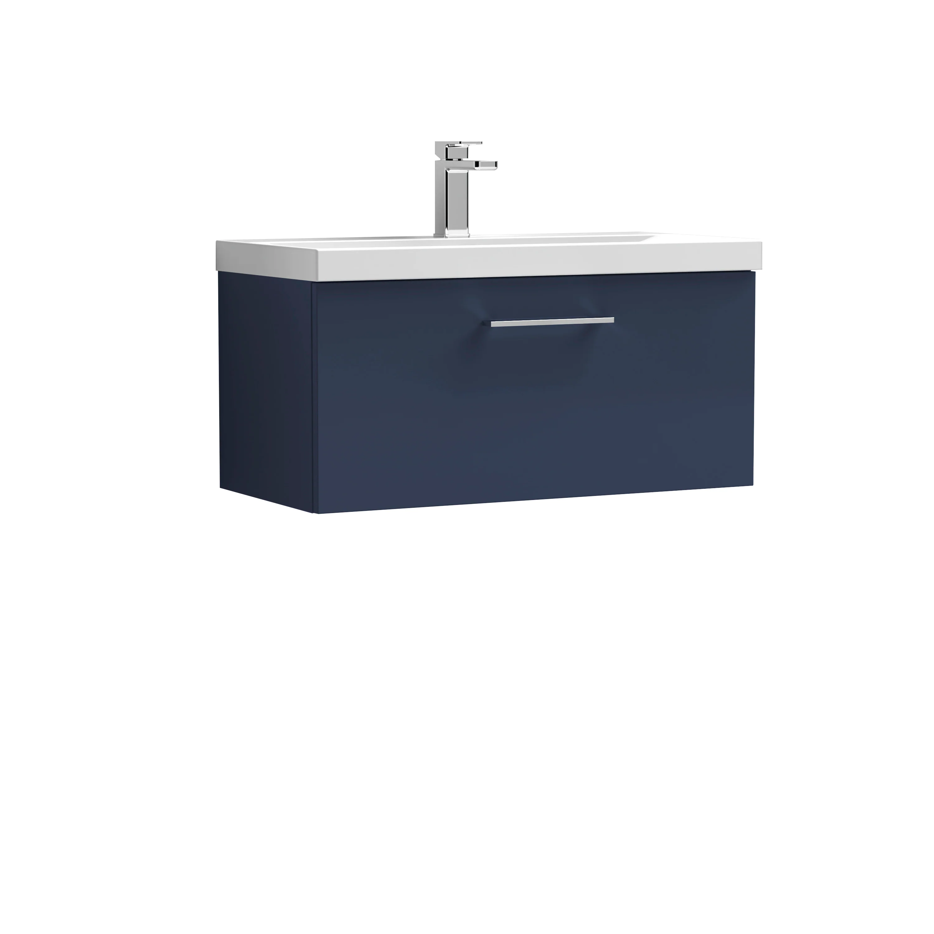 Nuie Arno 800mm Wall Hung 1-Drawer Vanity & Basin 3 - Midnight Blue