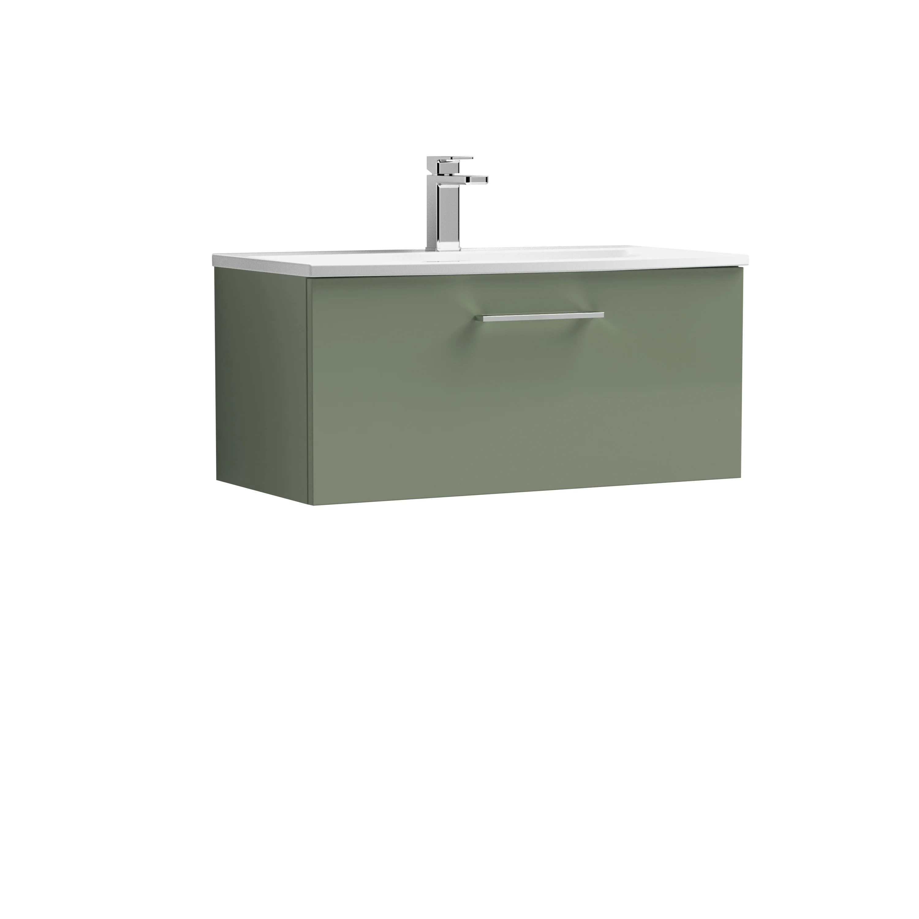 Nuie Arno 800mm Wall Hung 1-Drawer Vanity & Basin 4 - Satin Green