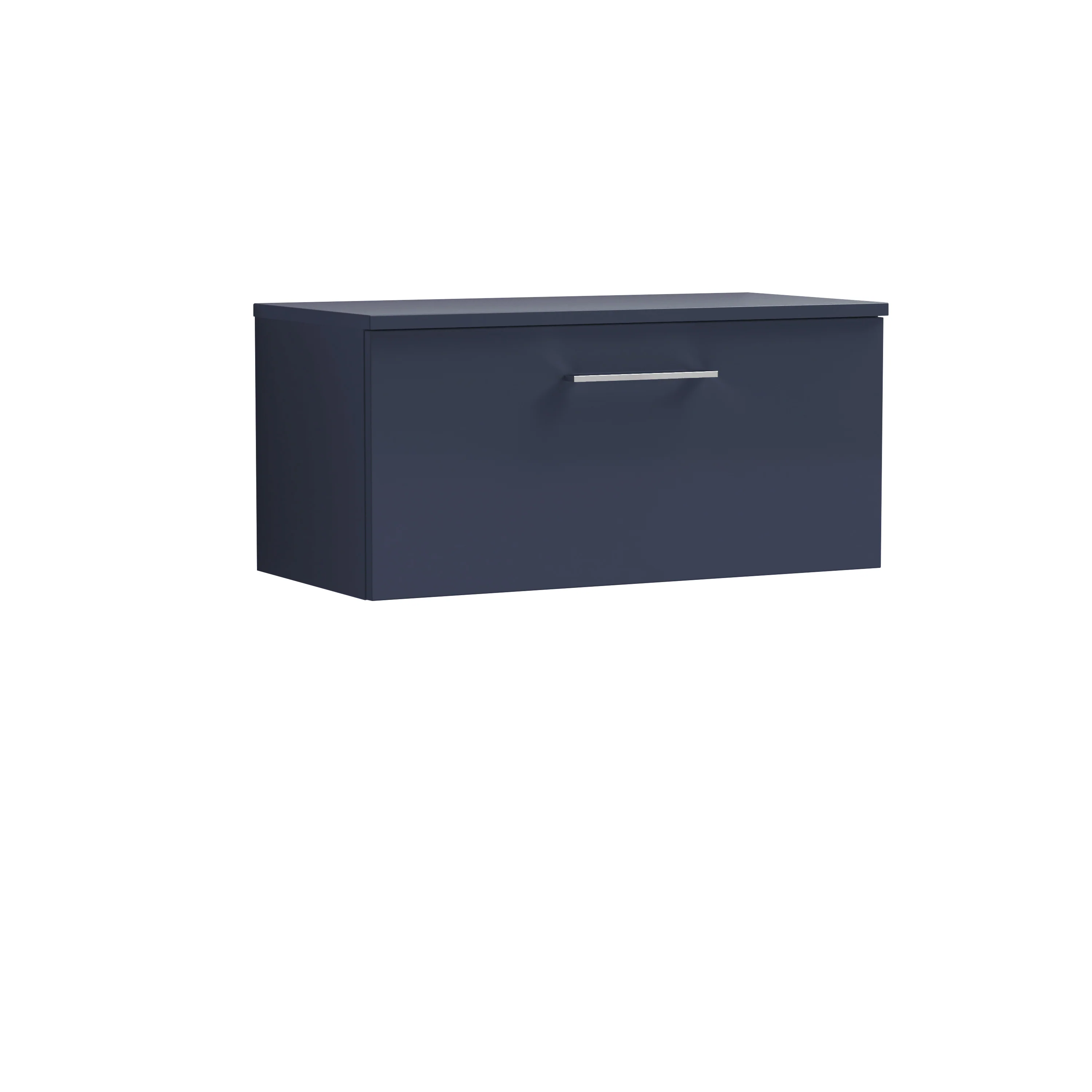 Nuie Arno 800mm Wall Hung 1-Drawer Vanity & Worktop - Midnight Blue