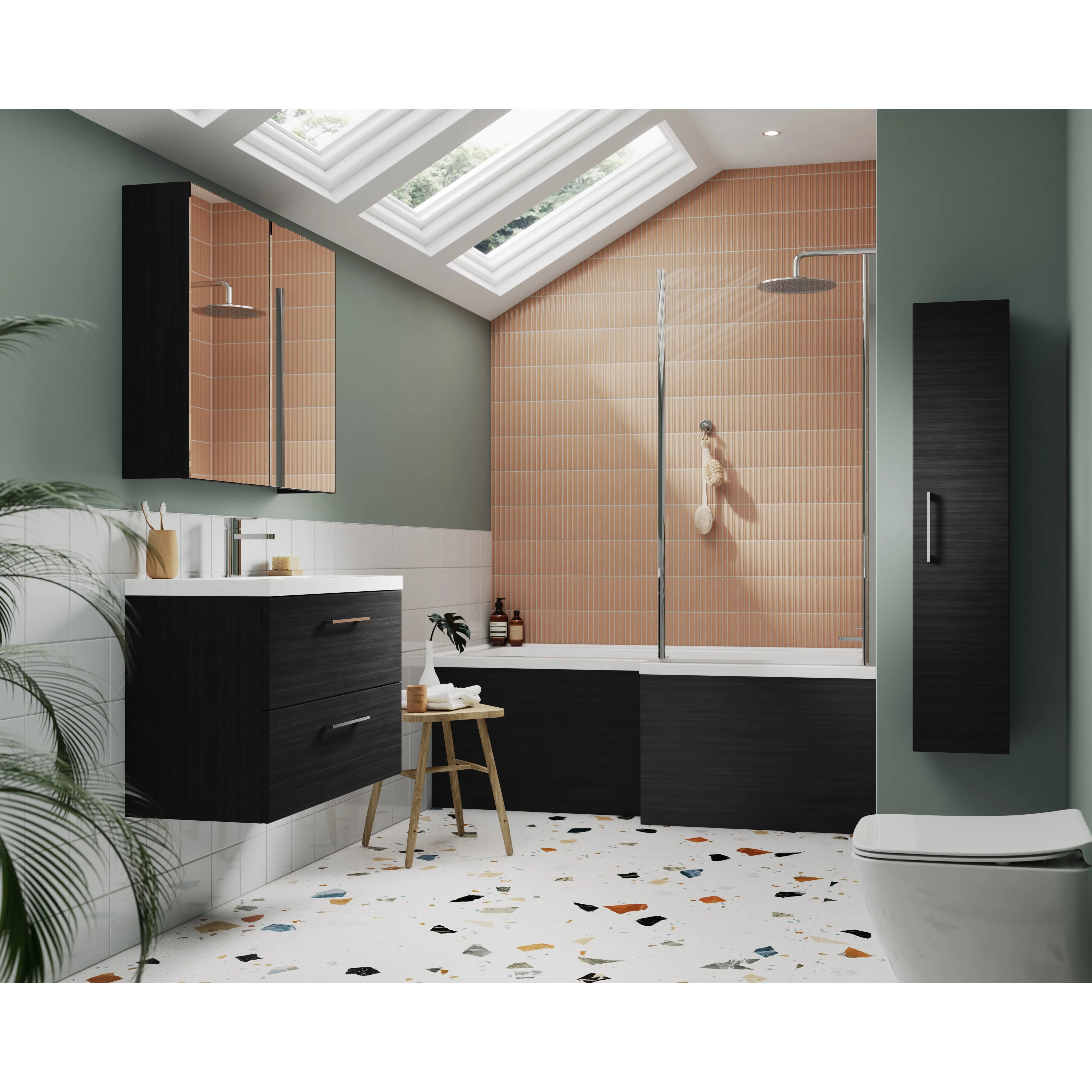 Nuie Arno 800mm Wall Hung 2-Drawer Vanity & Basin 1 - Charcoal Black - Image 3