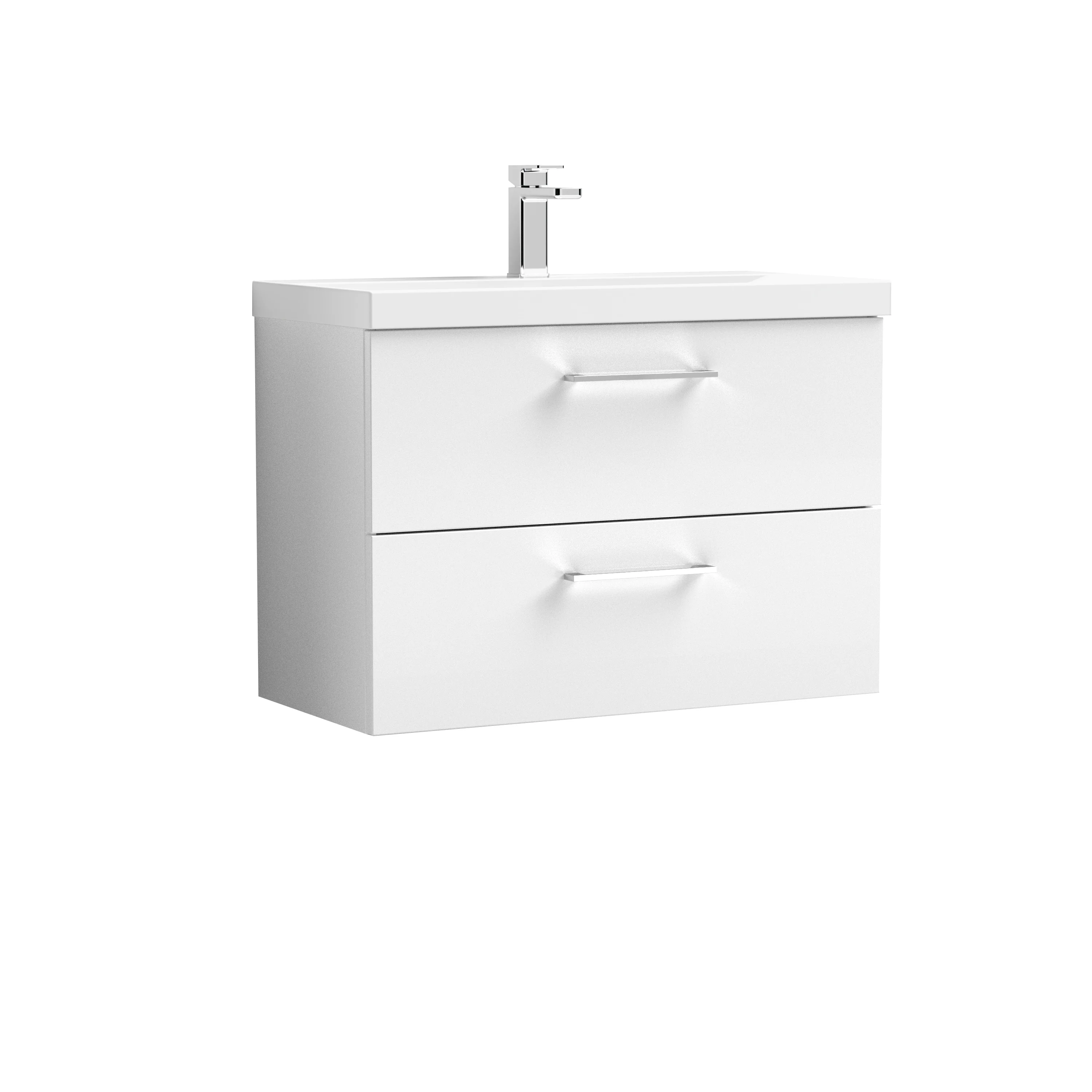 Nuie Arno 800mm Wall Hung 2-Drawer Vanity & Basin 1 - Gloss White