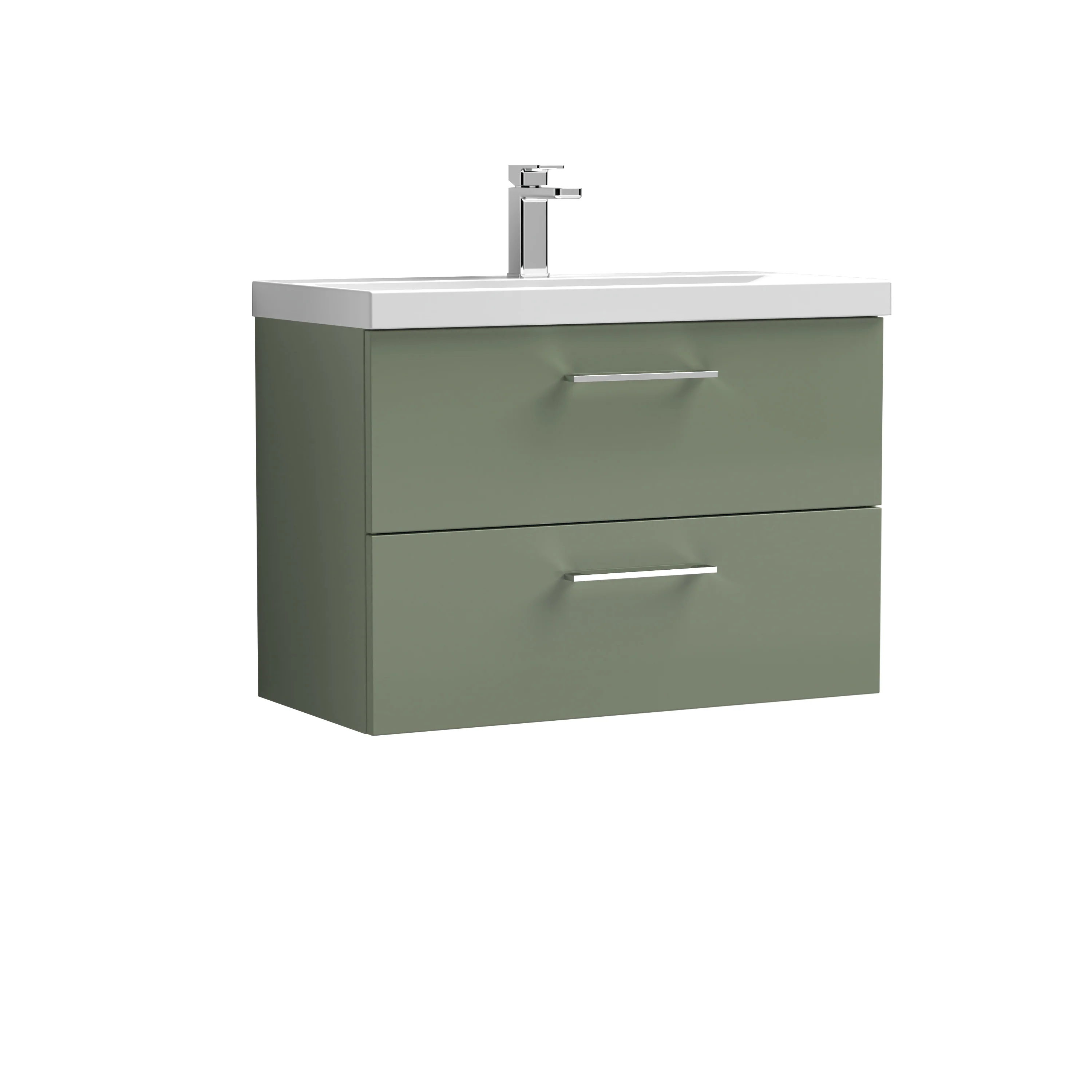 Nuie Arno 800mm Wall Hung 2-Drawer Vanity & Basin 1 - Satin Green