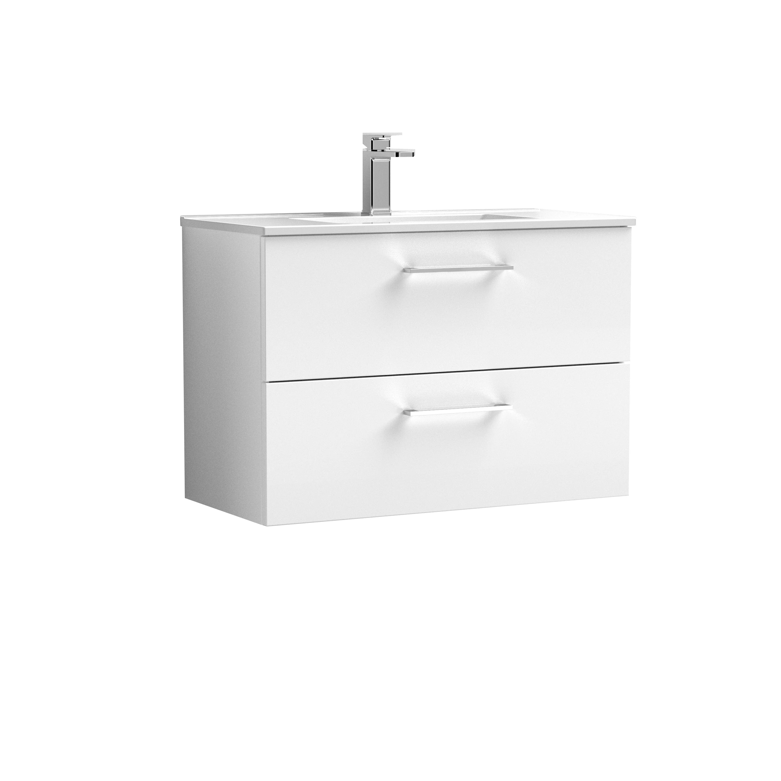 Nuie Arno 800mm Wall Hung 2-Drawer Vanity & Basin 2 - Gloss White