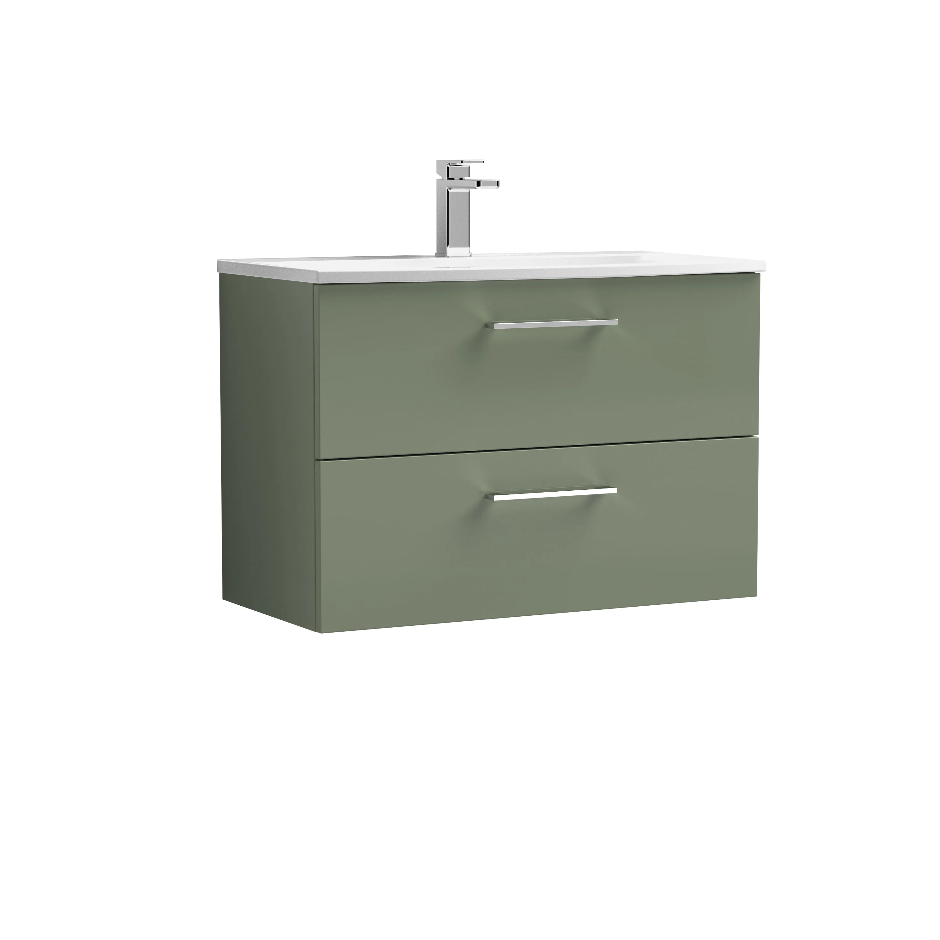 Nuie Arno 800mm Wall Hung 2-Drawer Vanity & Basin 4 - Satin Green