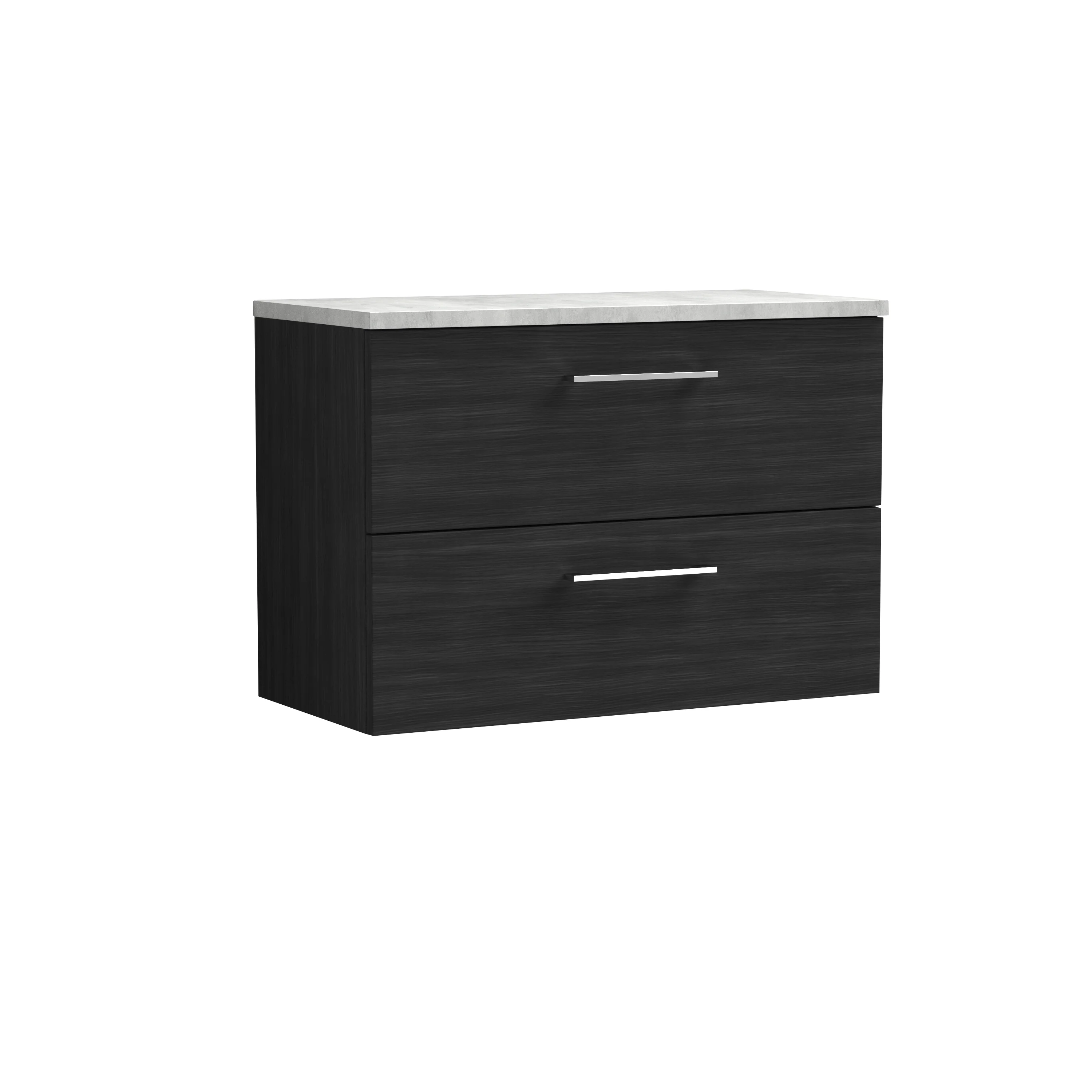Nuie Arno 800mm Wall Hung 2-Drawer Vanity & Laminate Top - Charcoal Black