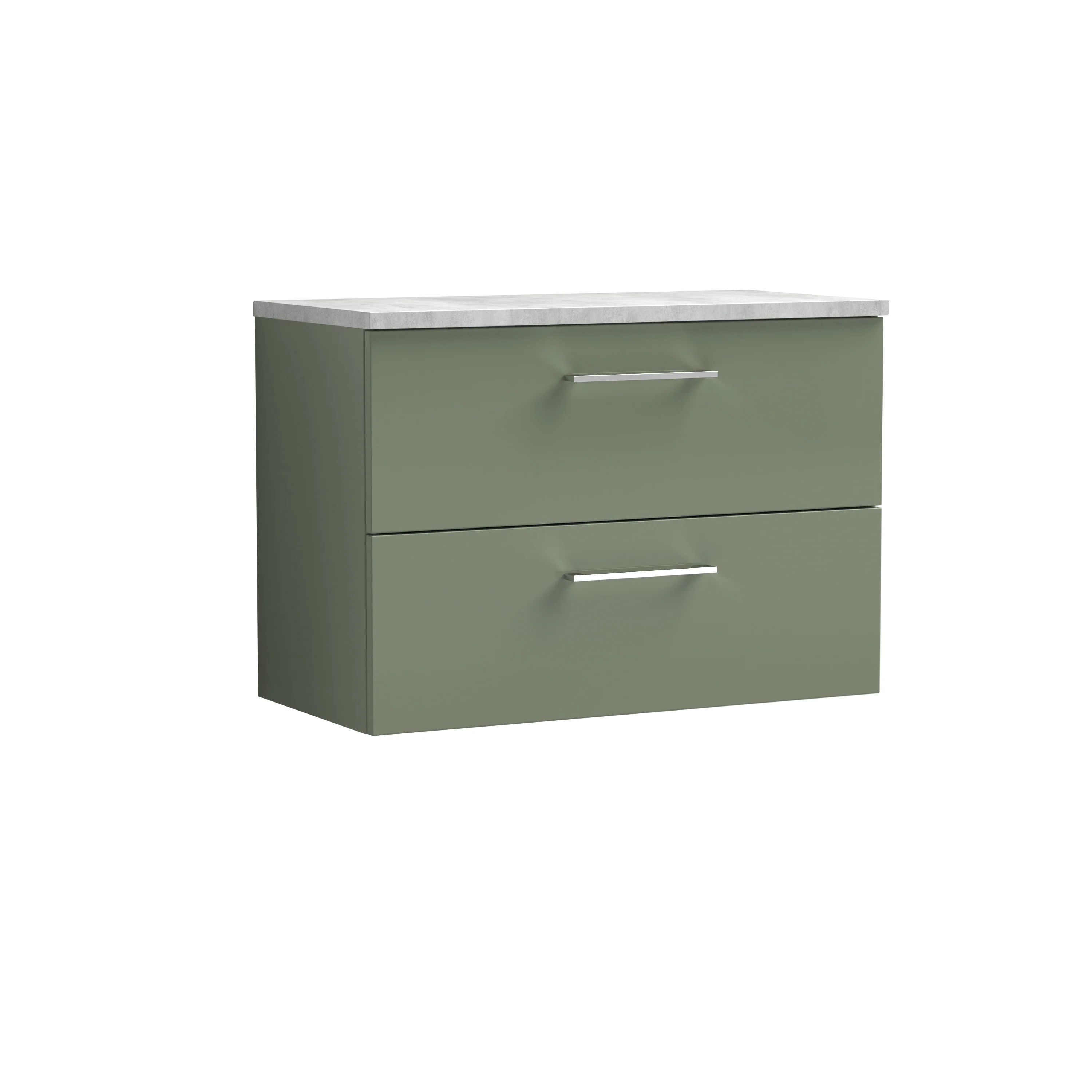 Nuie Arno 800mm Wall Hung 2-Drawer Vanity & Laminate Top - Satin Green