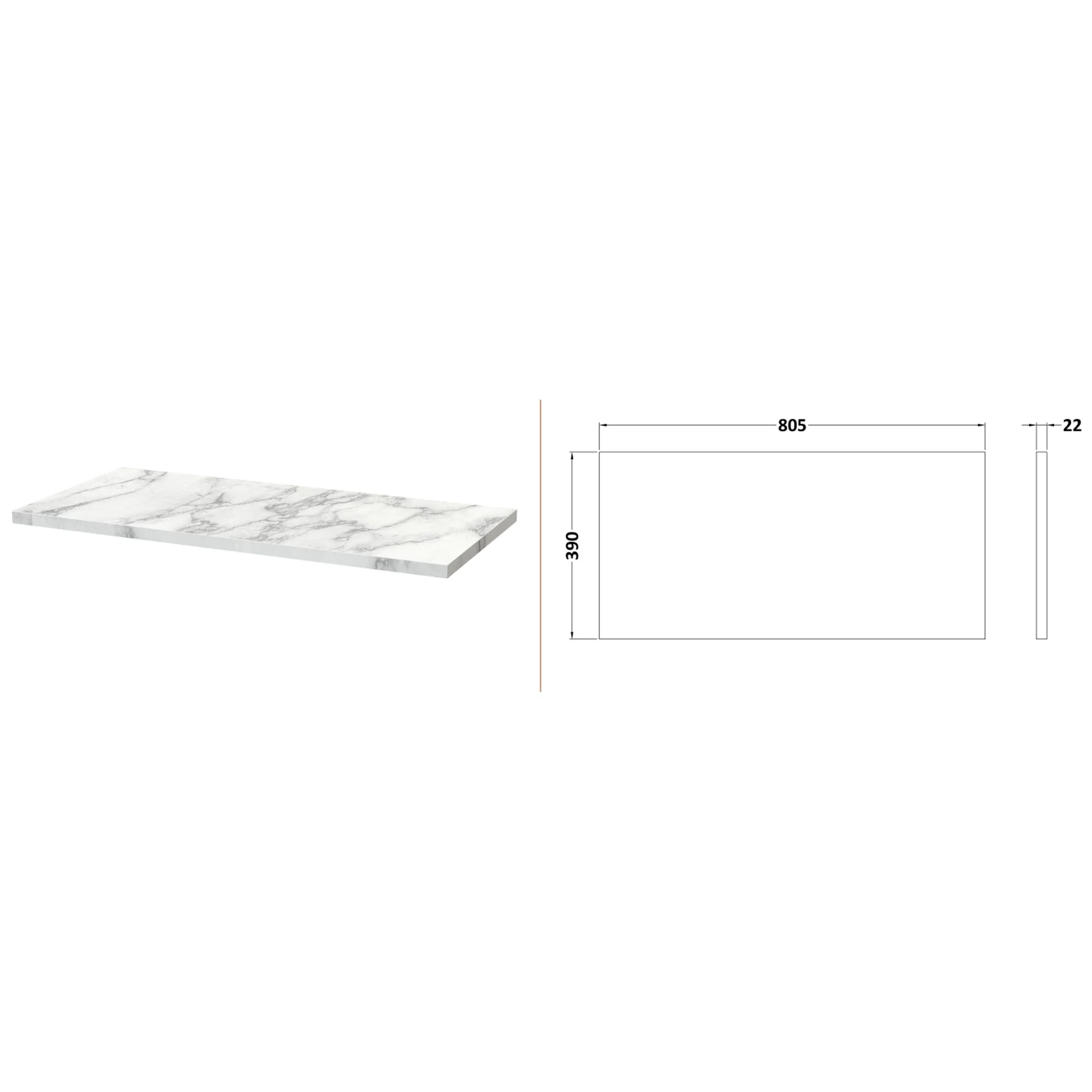 Nuie Arno 800mm Wall Hung 2-Drawer Vanity & Laminate Worktop - Bleached Oak - Image 3