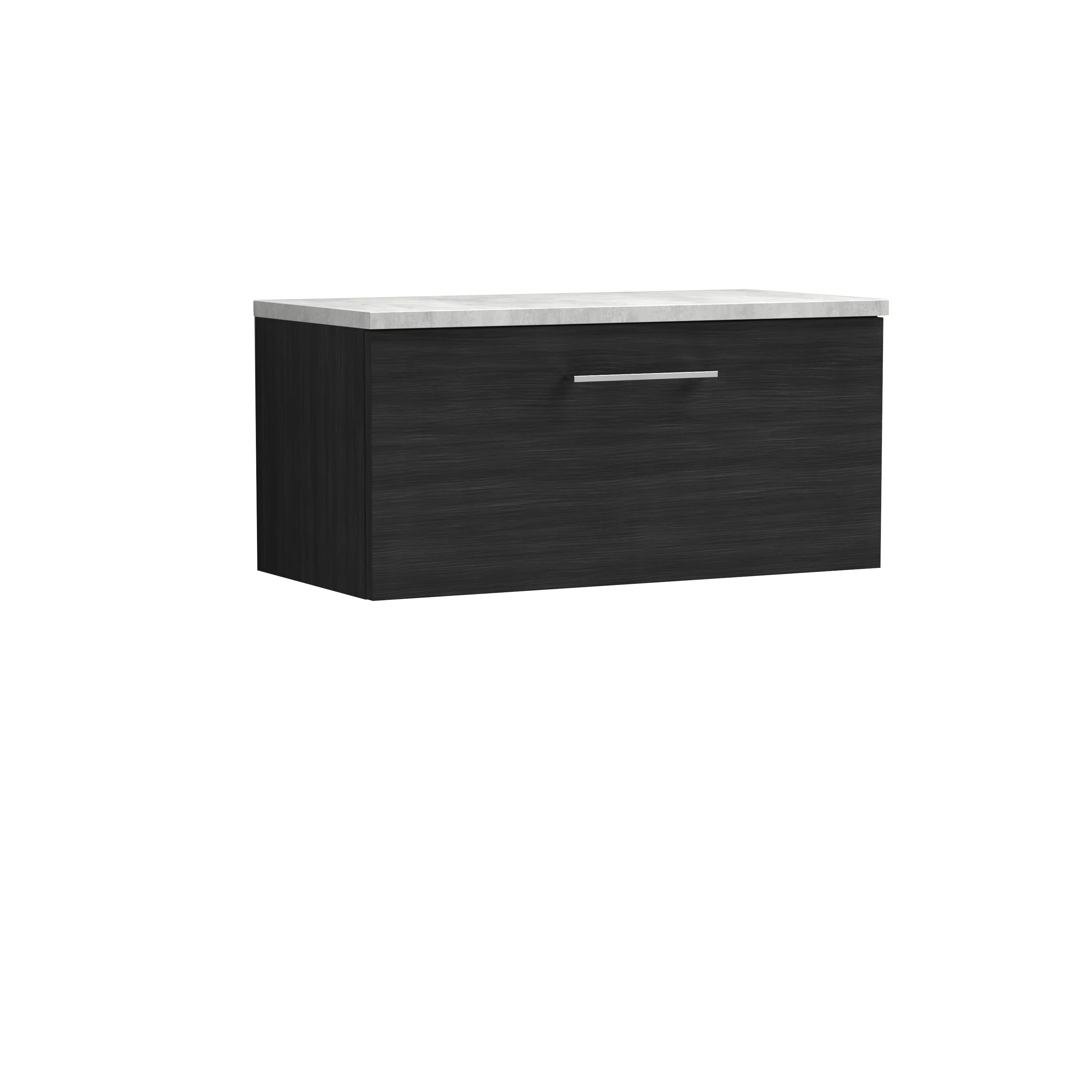 Nuie Arno 800mm Wall Hung Single Drawer Vanity & Laminate Top - Charcoal Black