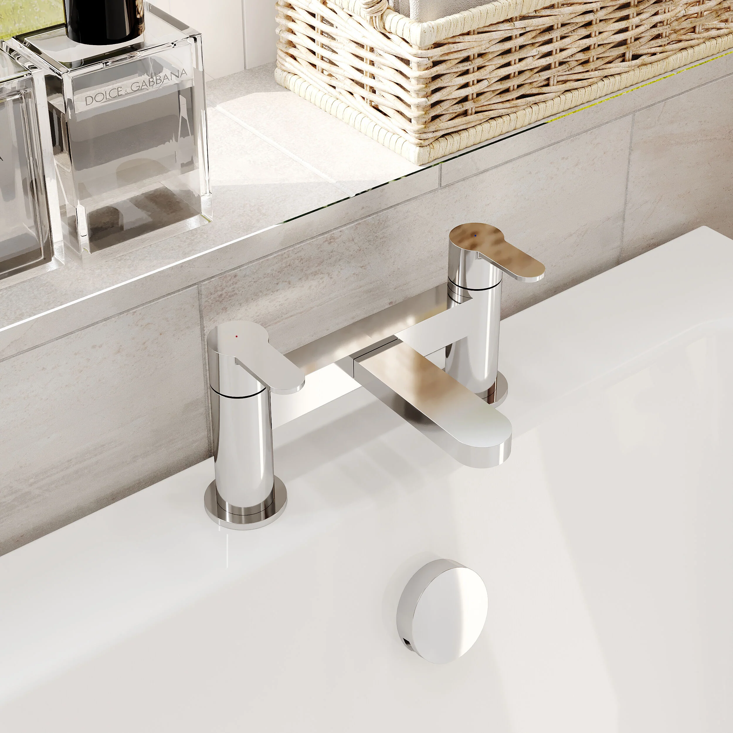 Nuie Arvan  Deck Mounted Bath Filler - Chrome