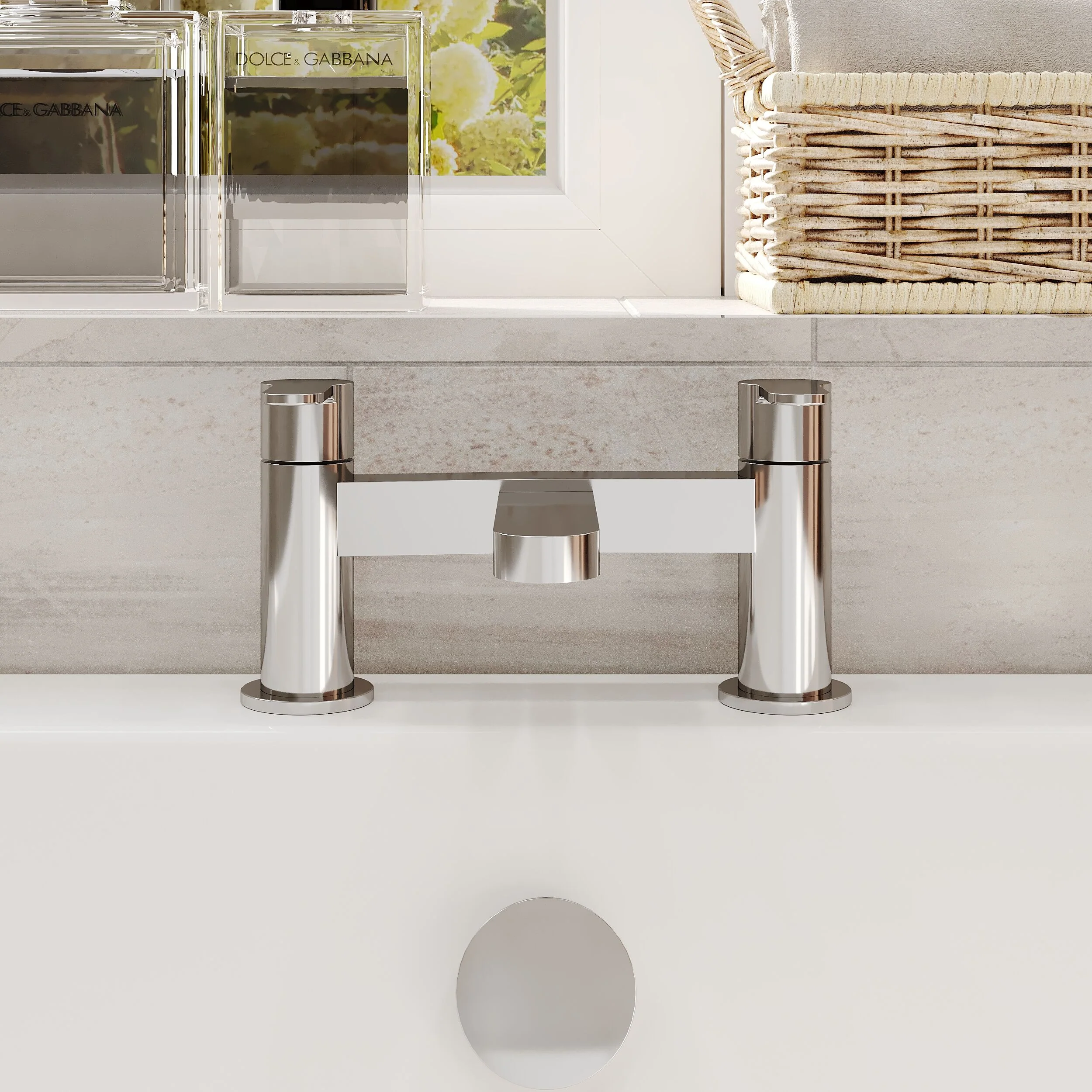 Nuie Arvan  Deck Mounted Bath Filler - Chrome - Image 2