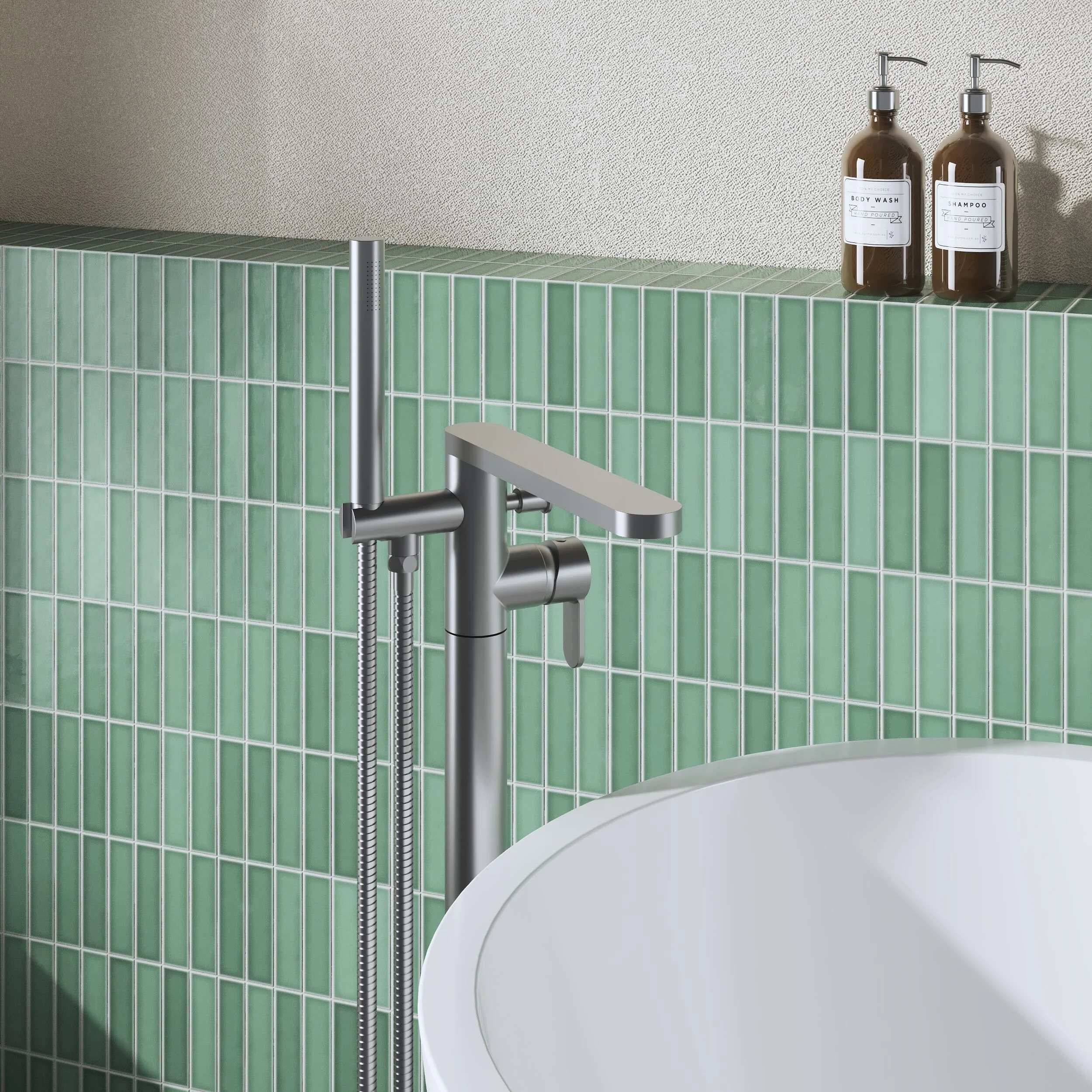 Nuie Arvan  Freestanding Bath Shower Mixer - Brushed Gun Metal