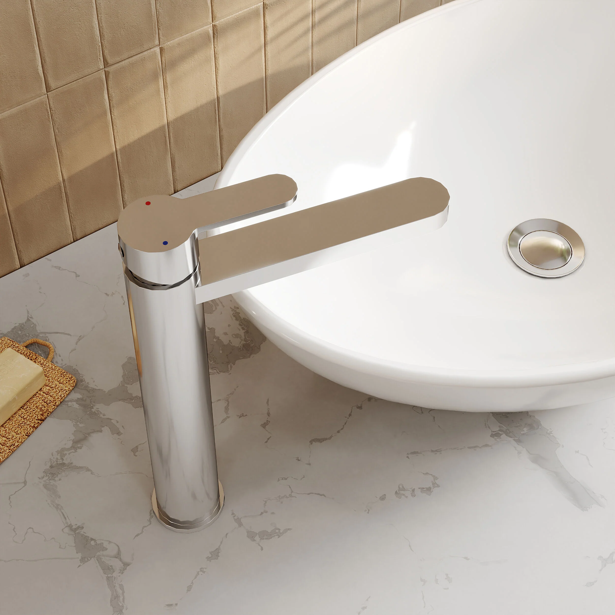 Nuie Arvan High-Rise Mono Basin Mixer (No Waste) - Chrome