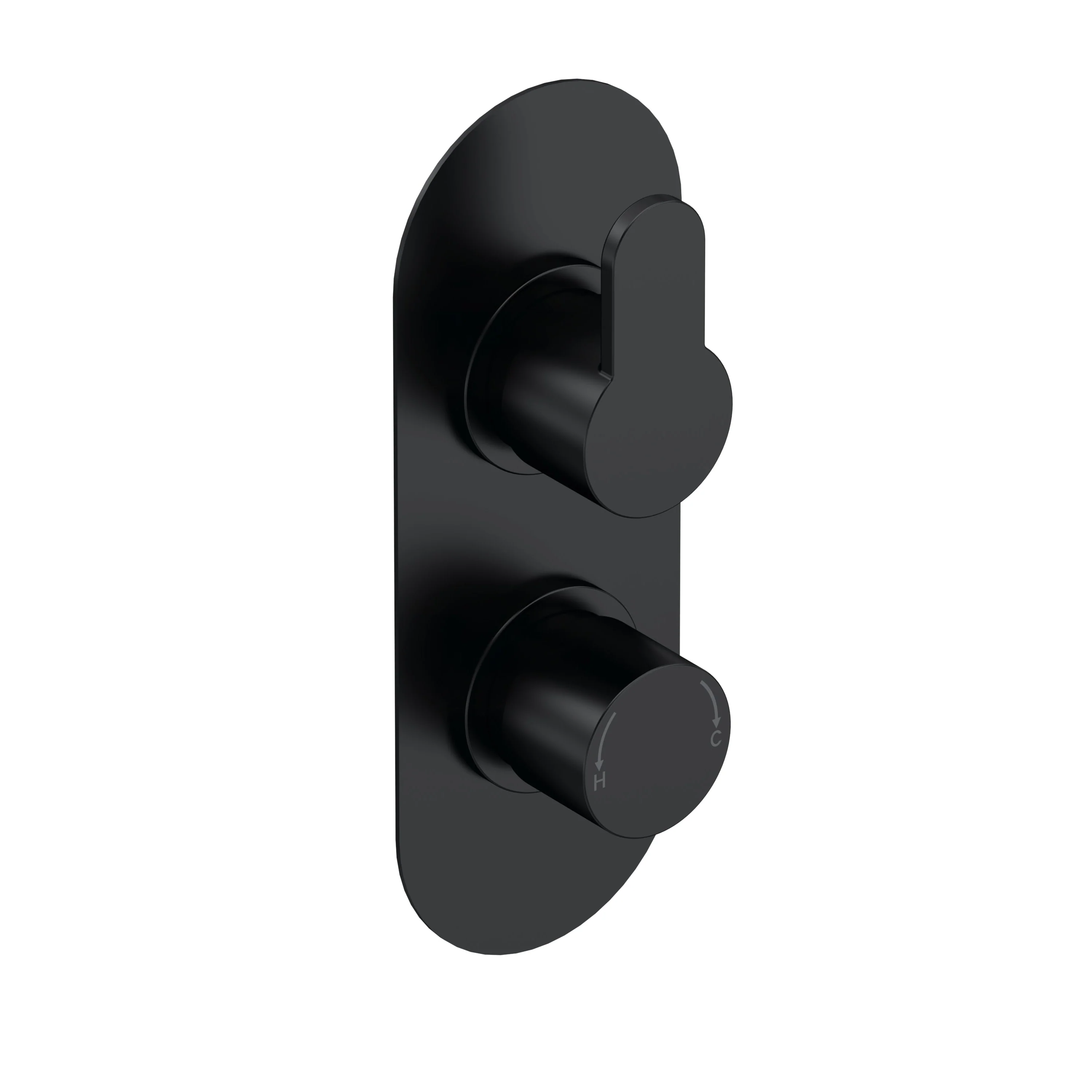 Nuie Arvan Twin Thermostatic Concealed Shower Valve - Matt Black