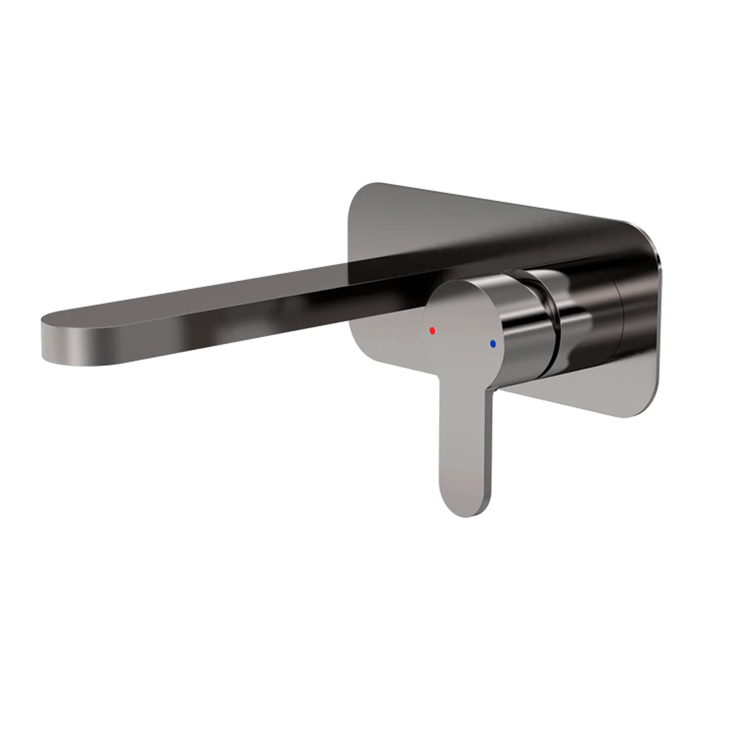 Nuie Arvan Wall Mounted 2 Tap Hole Basin Mixer With Plate - Brushed Gun Metal - Image 4