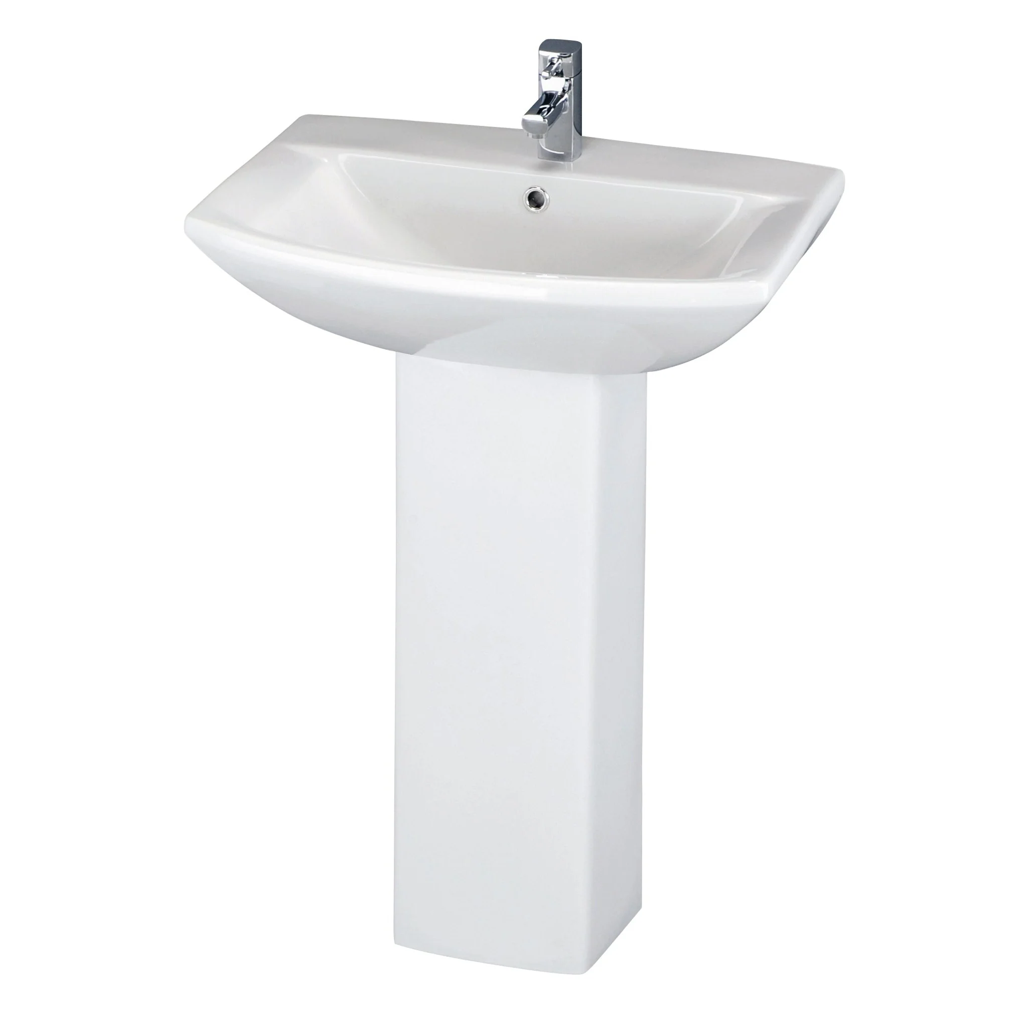 Nuie Asselby 600mm Basin & Pedestal - White