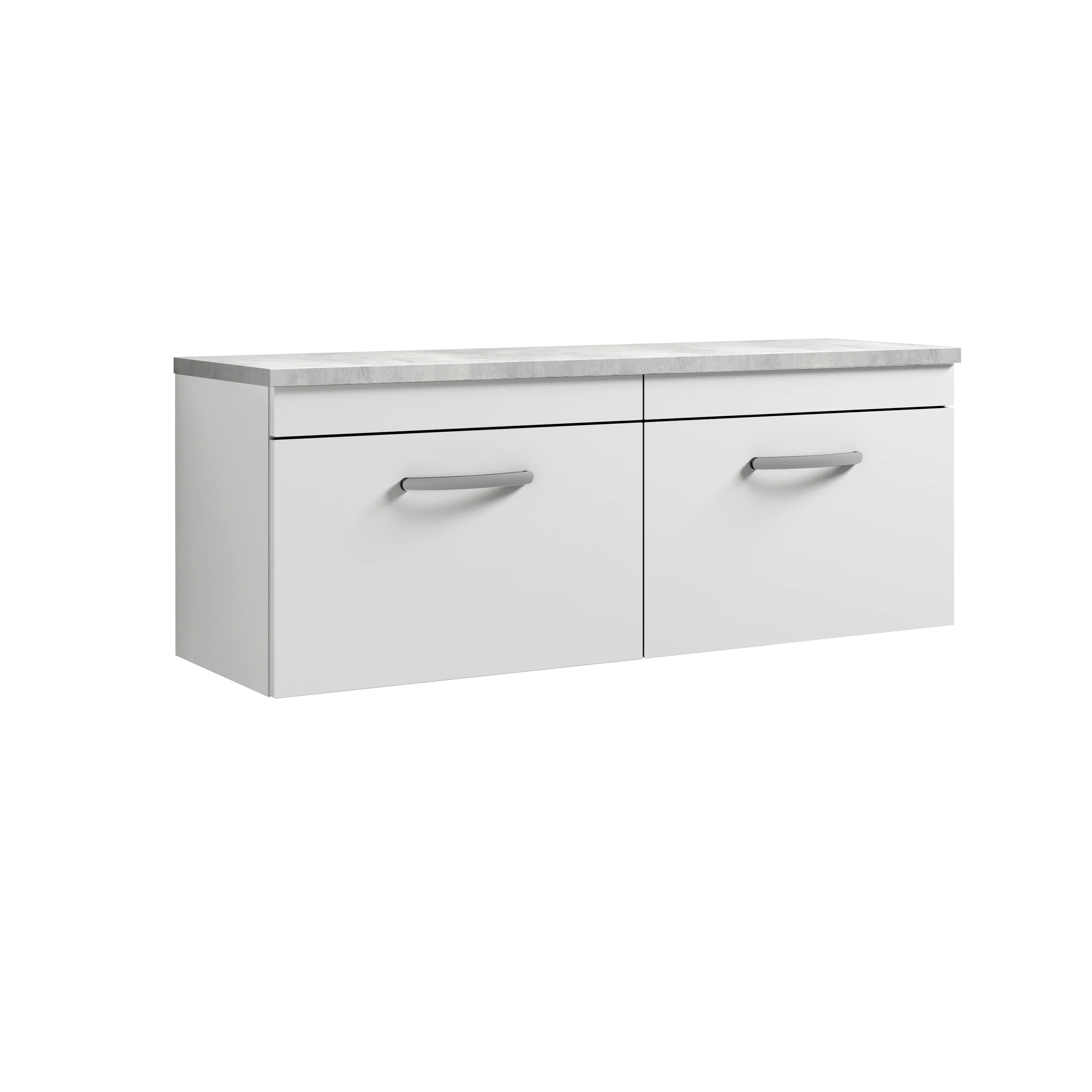 Nuie Athena 1200mm Wall Hung 2-Drawer Unit & Laminate Worktop - Gloss White