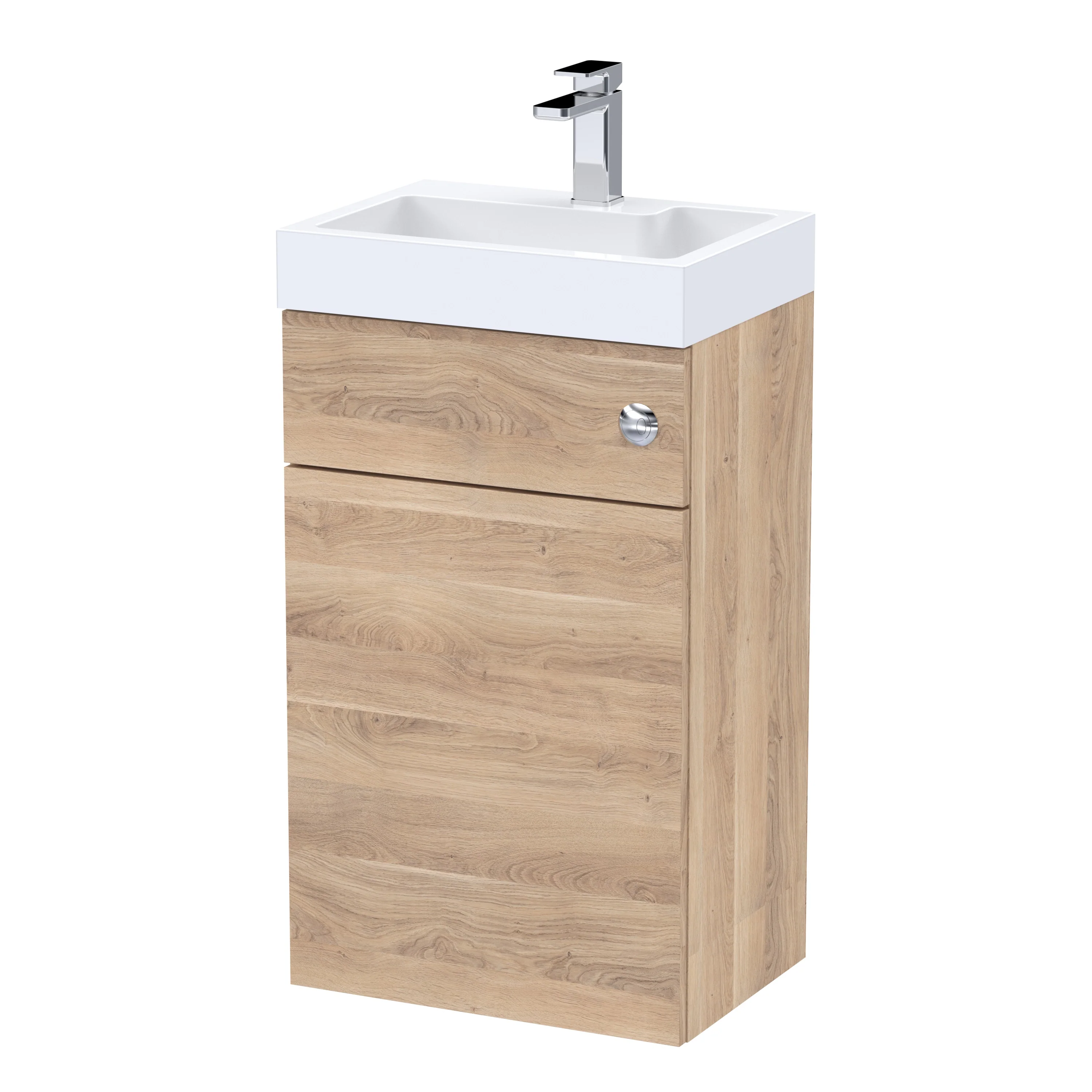 Nuie Athena 500mm Basin & WC Unit - Bleached Oak