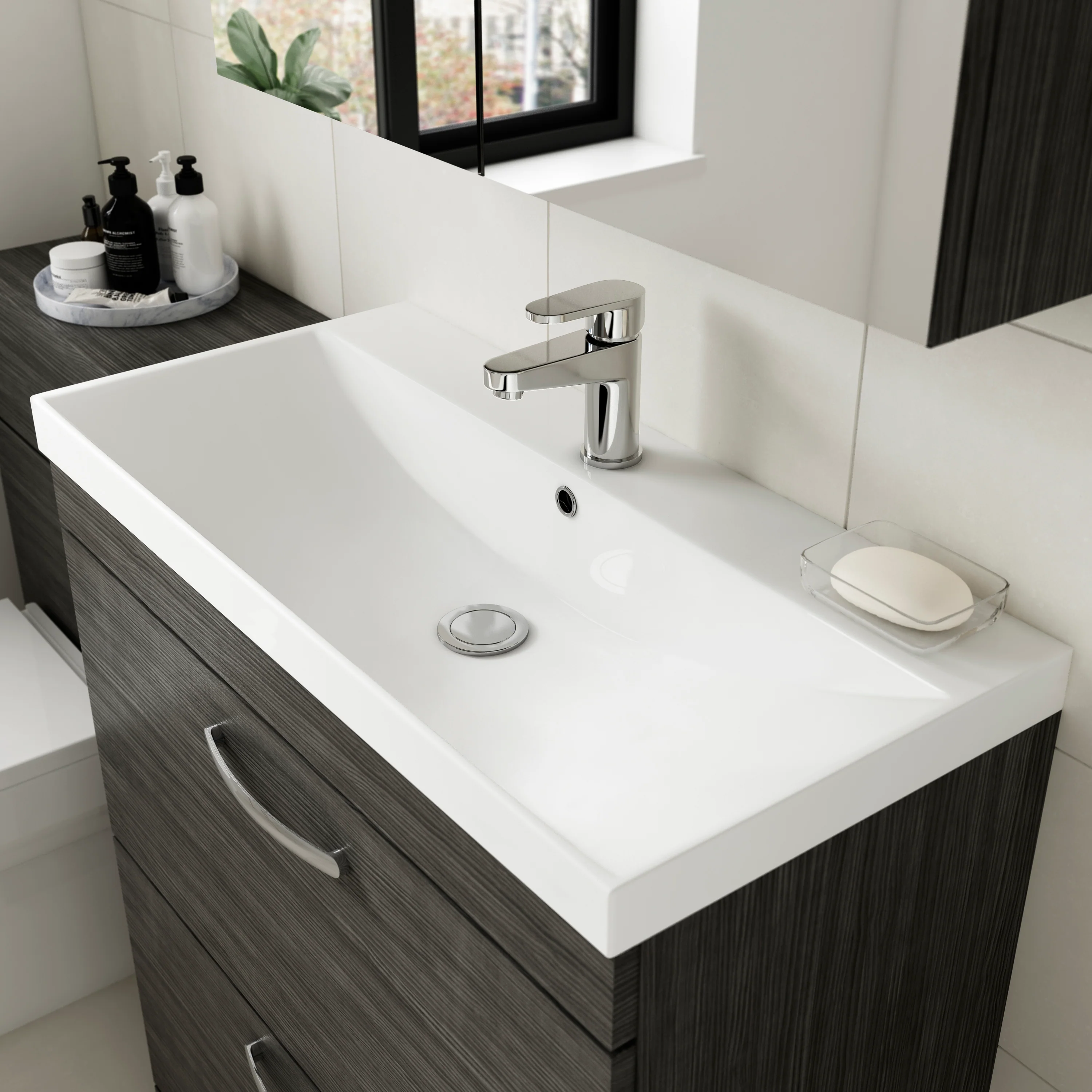 Nuie Athena 500mm Wall Hung Vanity With Basin 3 - Gloss White - ATH013D - Image 2