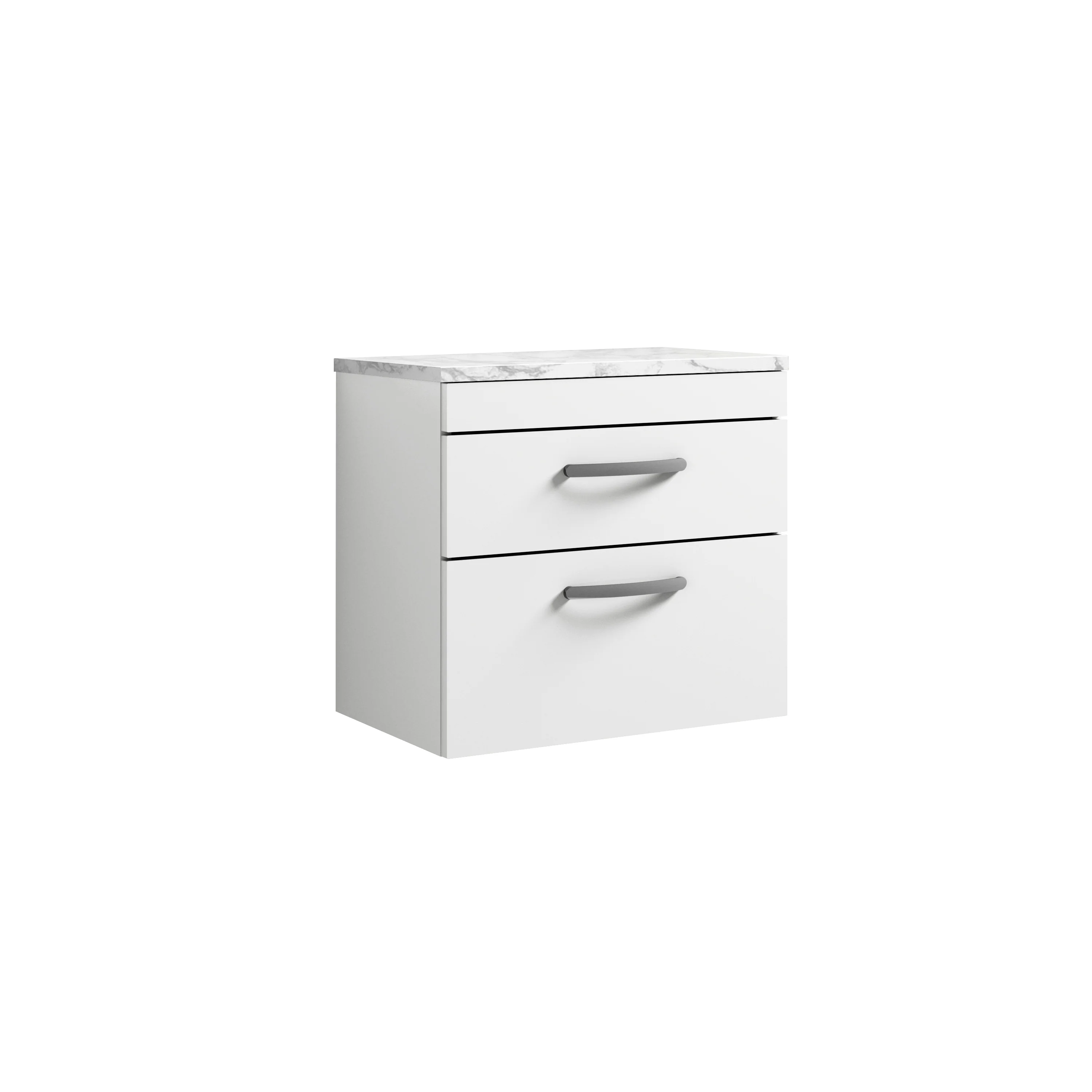 Nuie Athena 600 Wall Hung 2-Drawer Unit & Laminate Worktop - Gloss White
