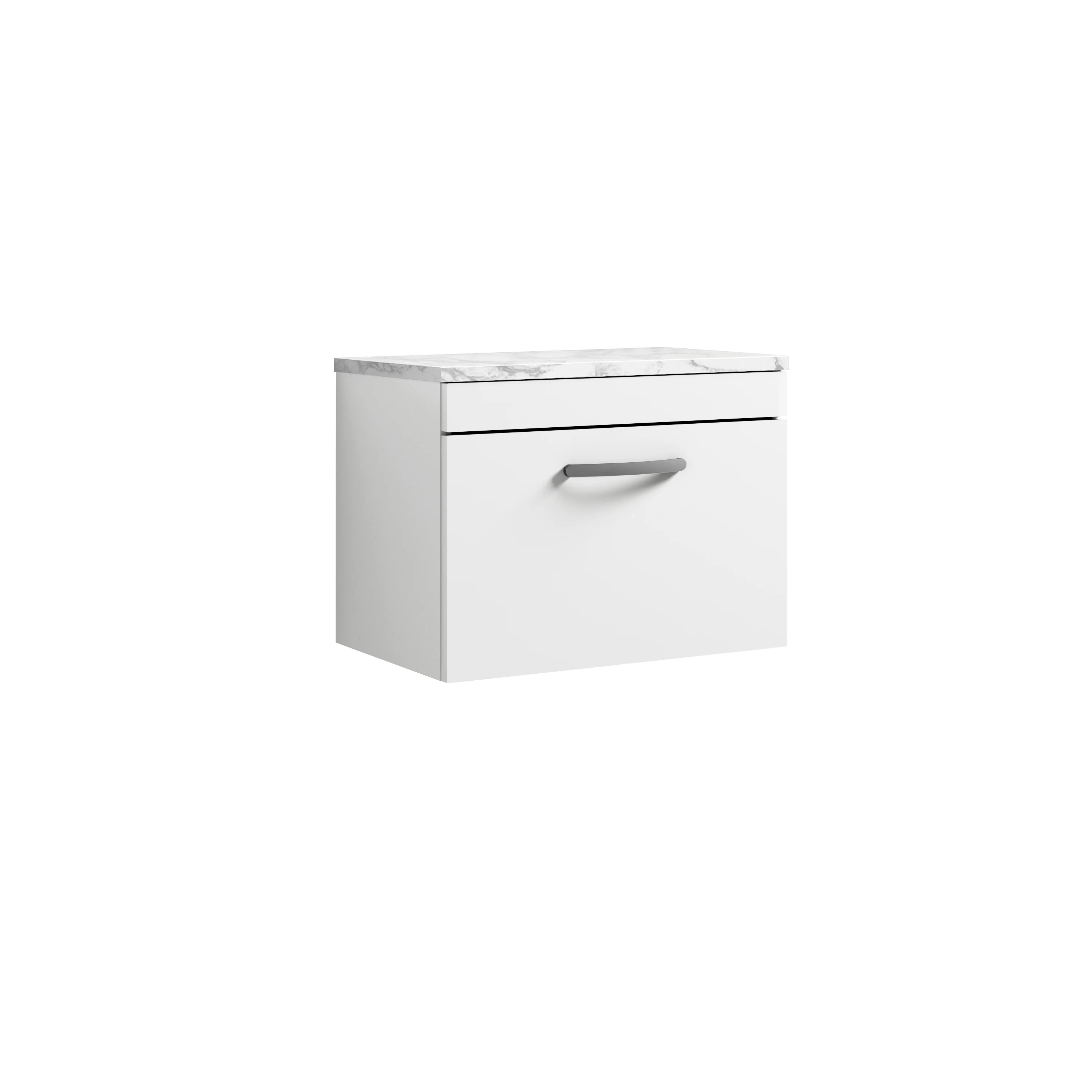 Nuie Athena 600 Wall Hung Single Drawer Unit & Laminate Worktop - Gloss White