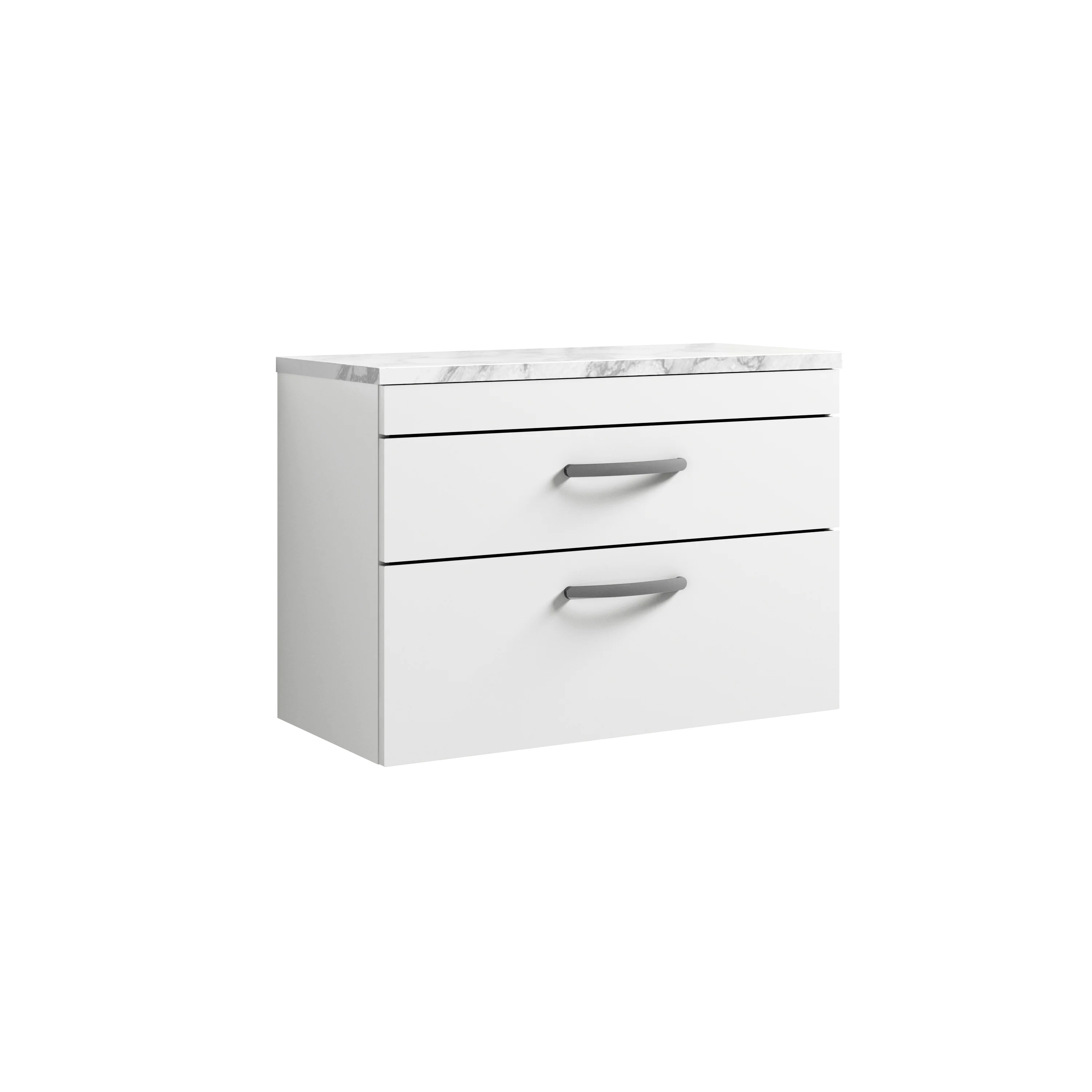 Nuie Athena 800 Wall Hung 2-Drawer Unit & Laminate Worktop - Gloss White