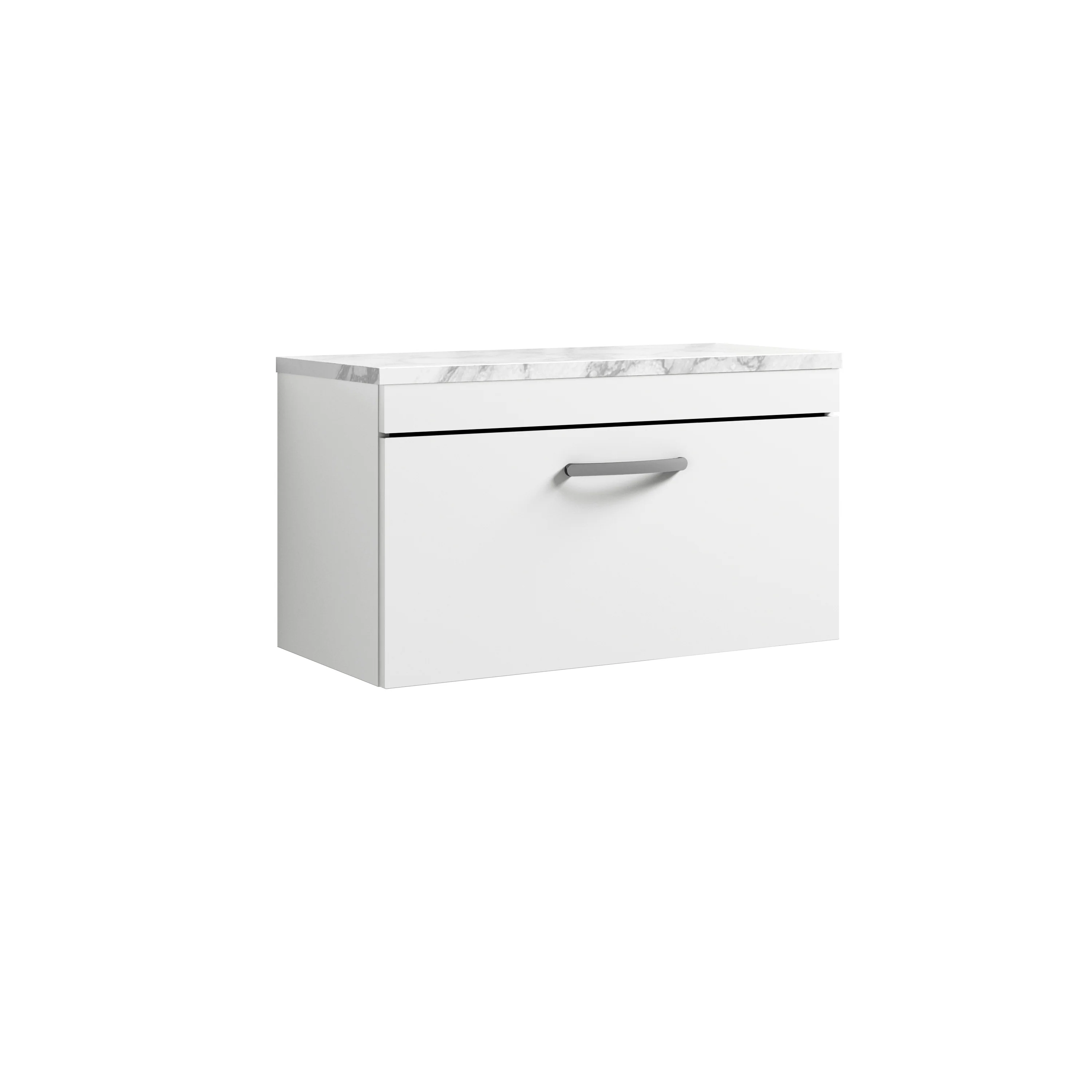Nuie Athena 800 Wall Hung Single Drawer Unit & Laminate Worktop - Gloss White