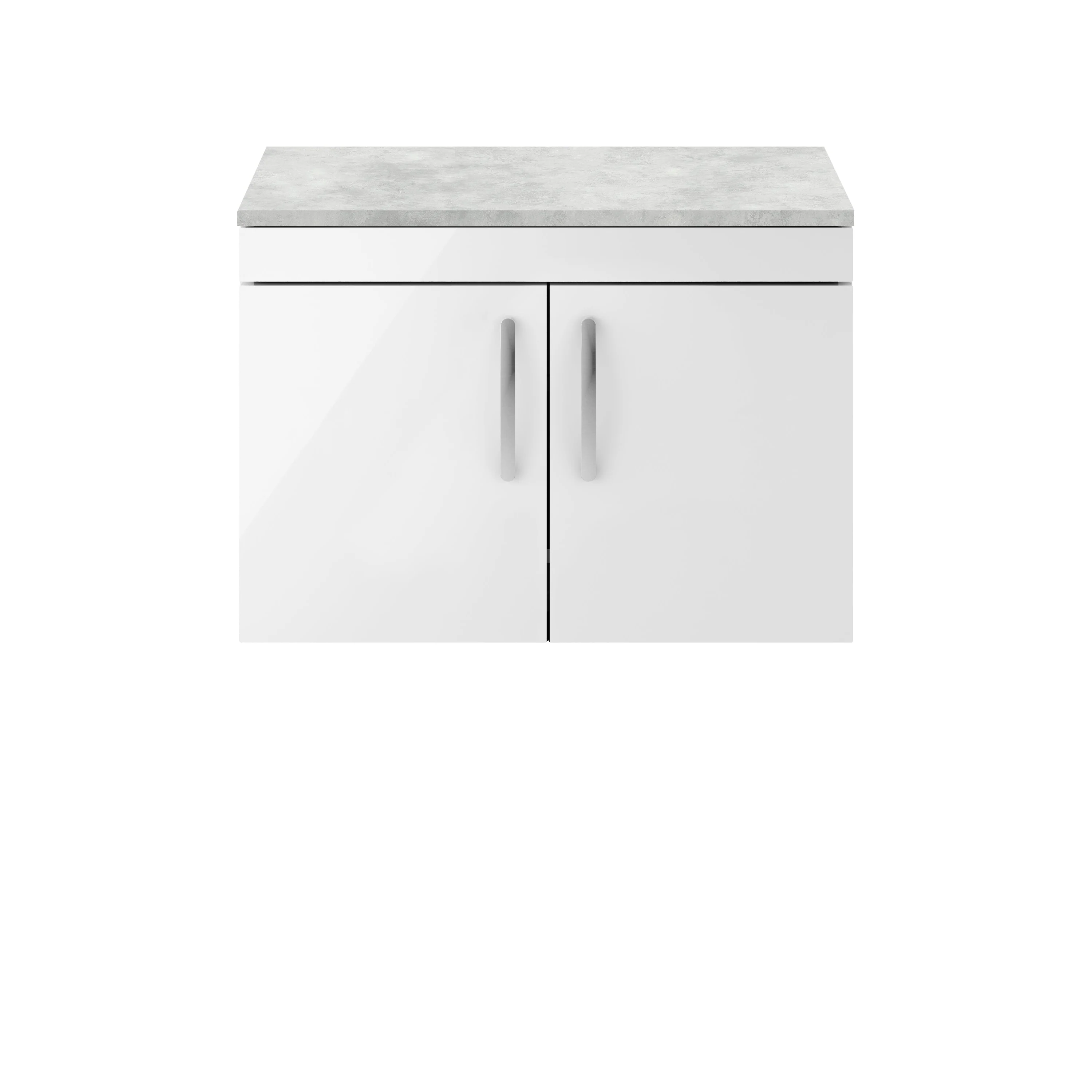 Nuie Athena 800mm Wall Hung Cabinet With Grey Worktop - Gloss White
