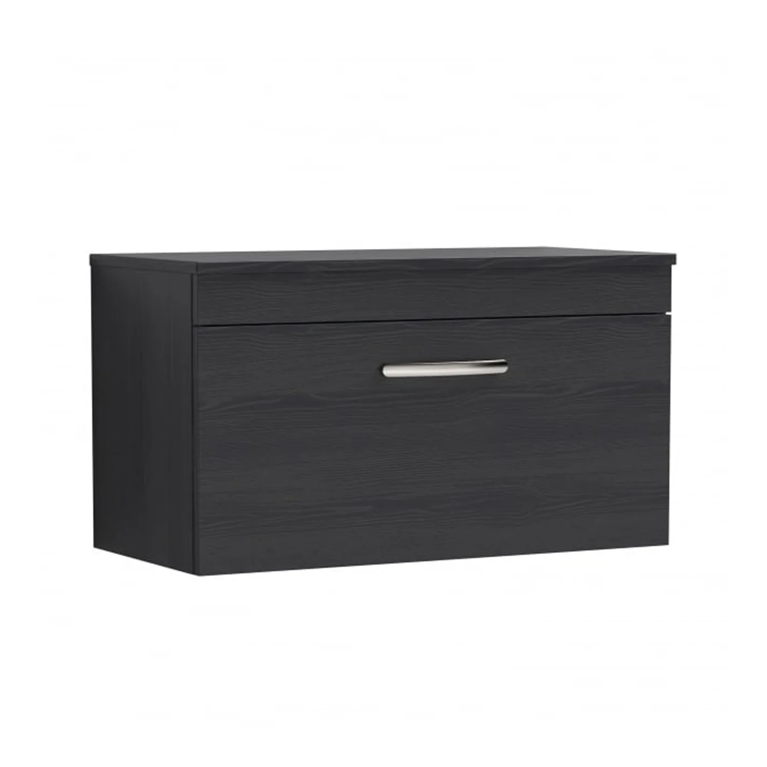 Nuie Athena 800mm Wall Hung Vanity With Worktop - Charcoal Black - ATH061W