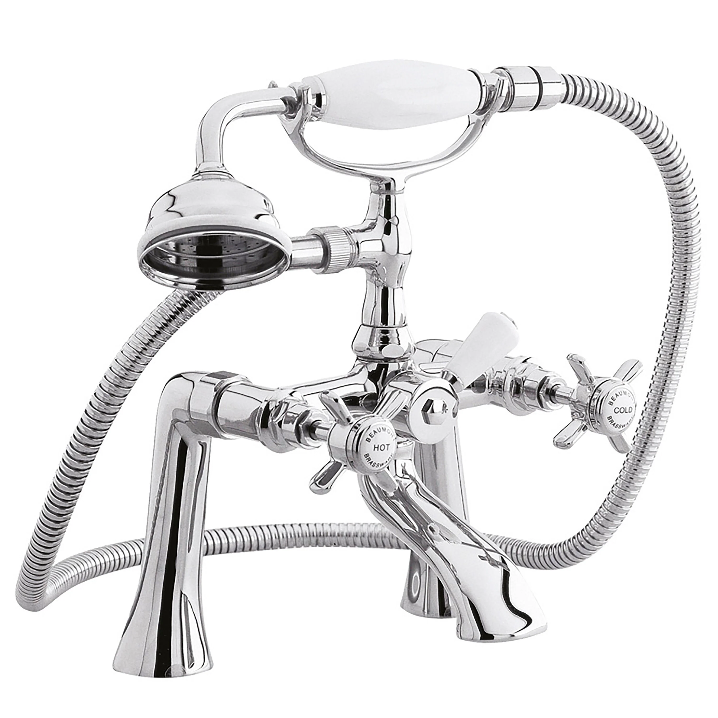 Nuie Beaumont 1/2 Bath Shower Mixer Tap Pillar Mounted Chrome