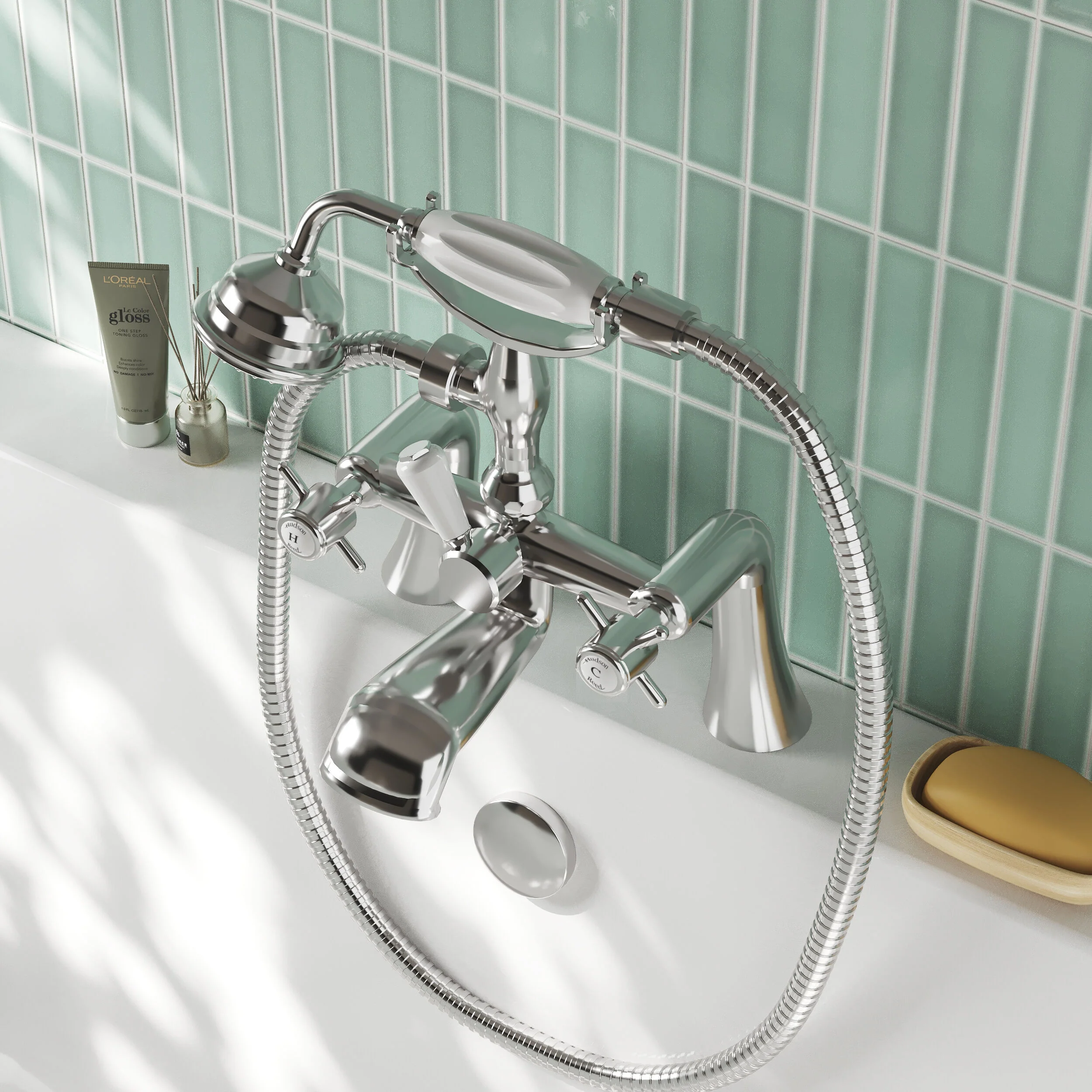 Nuie Beaumont 1/2 Bath Shower Mixer Tap Pillar Mounted Chrome - Image 2