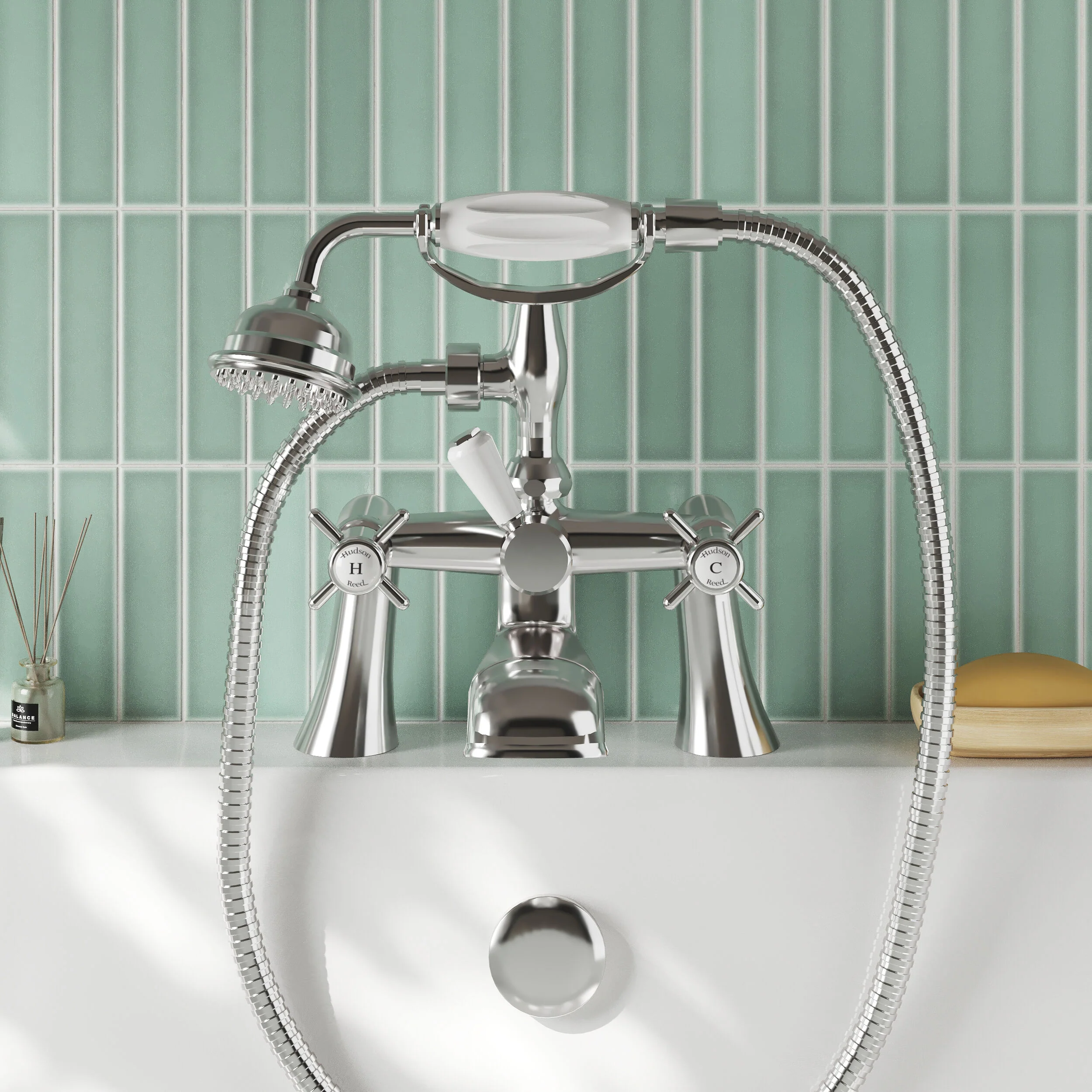 Nuie Beaumont 1/2 Bath Shower Mixer Tap Pillar Mounted Chrome - Image 3