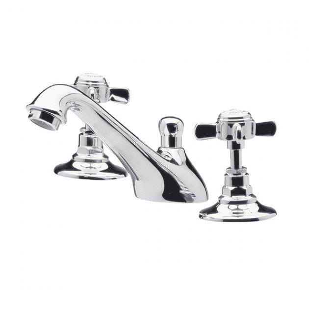 Nuie Beaumont 3-Hole Basin Mixer Tap Deck Mounted with Pop Up Waste - Image 3