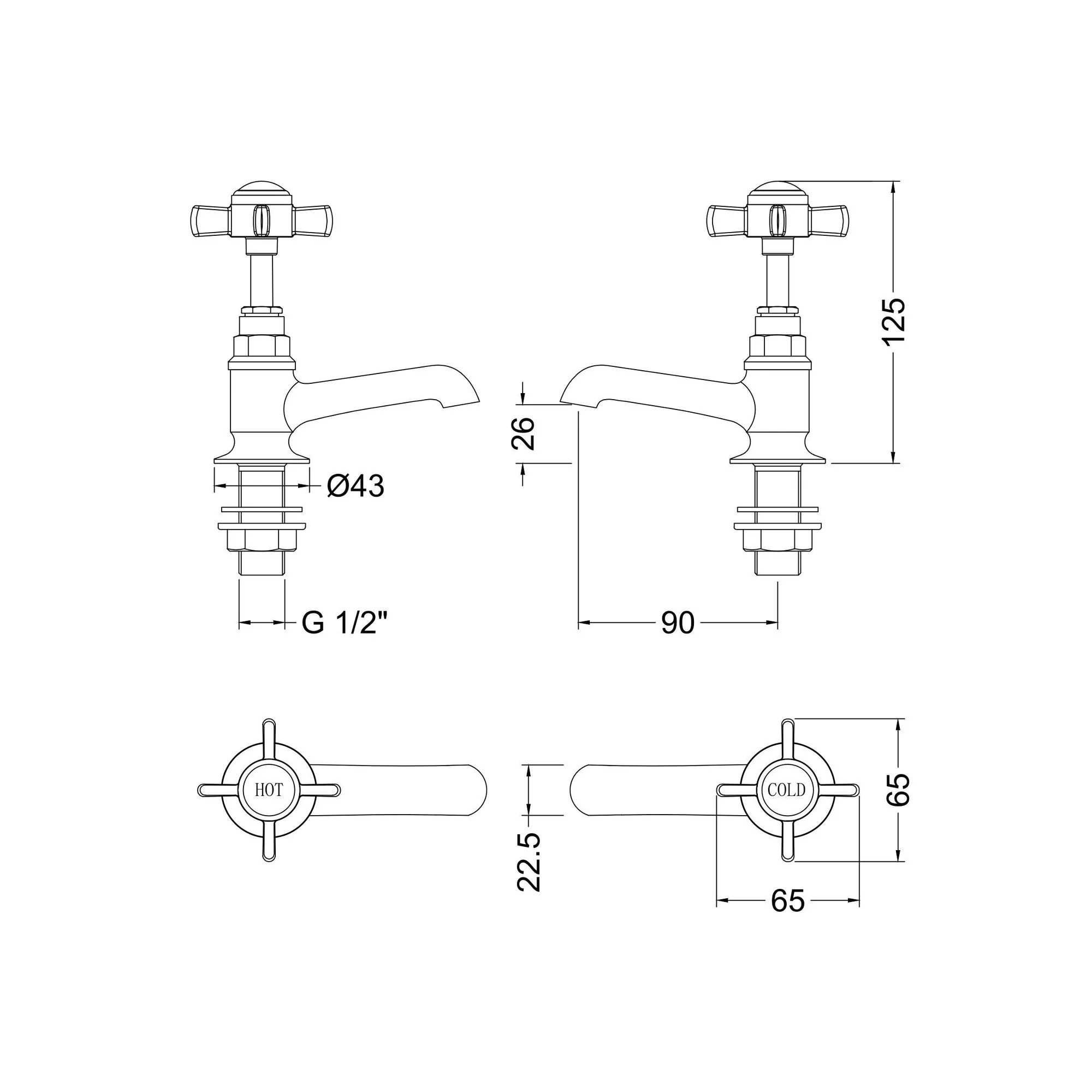 Nuie Beaumont Basin Taps Pair Chrome - Image 5