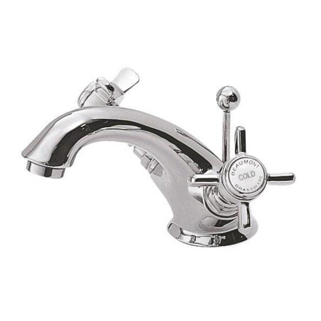 Nuie Beaumont Luxury Mono Basin Mixer Tap Dual Handle with Pop Up Waste - Image 2