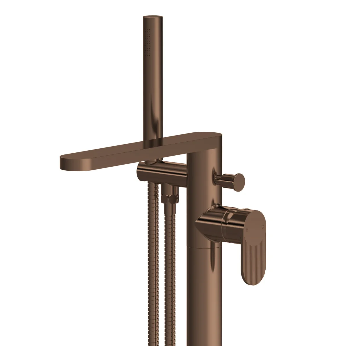 Nuie Binsey Cyprus Freestanding Bath Shower Mixer with Kit - Brushed Bronze - Image 3