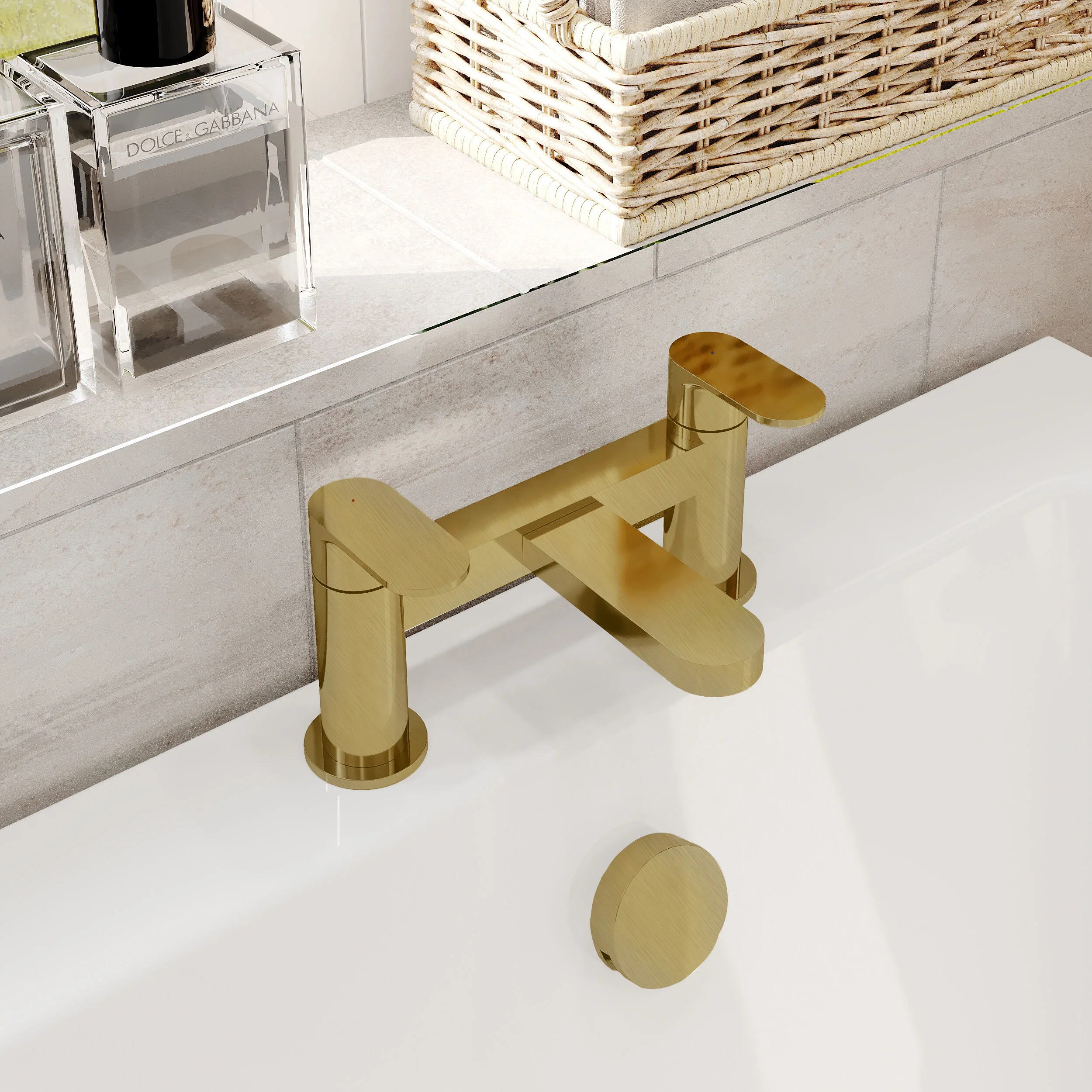 Nuie Binsey Deck Mounted Bath Filler - Brushed Brass - Image 4