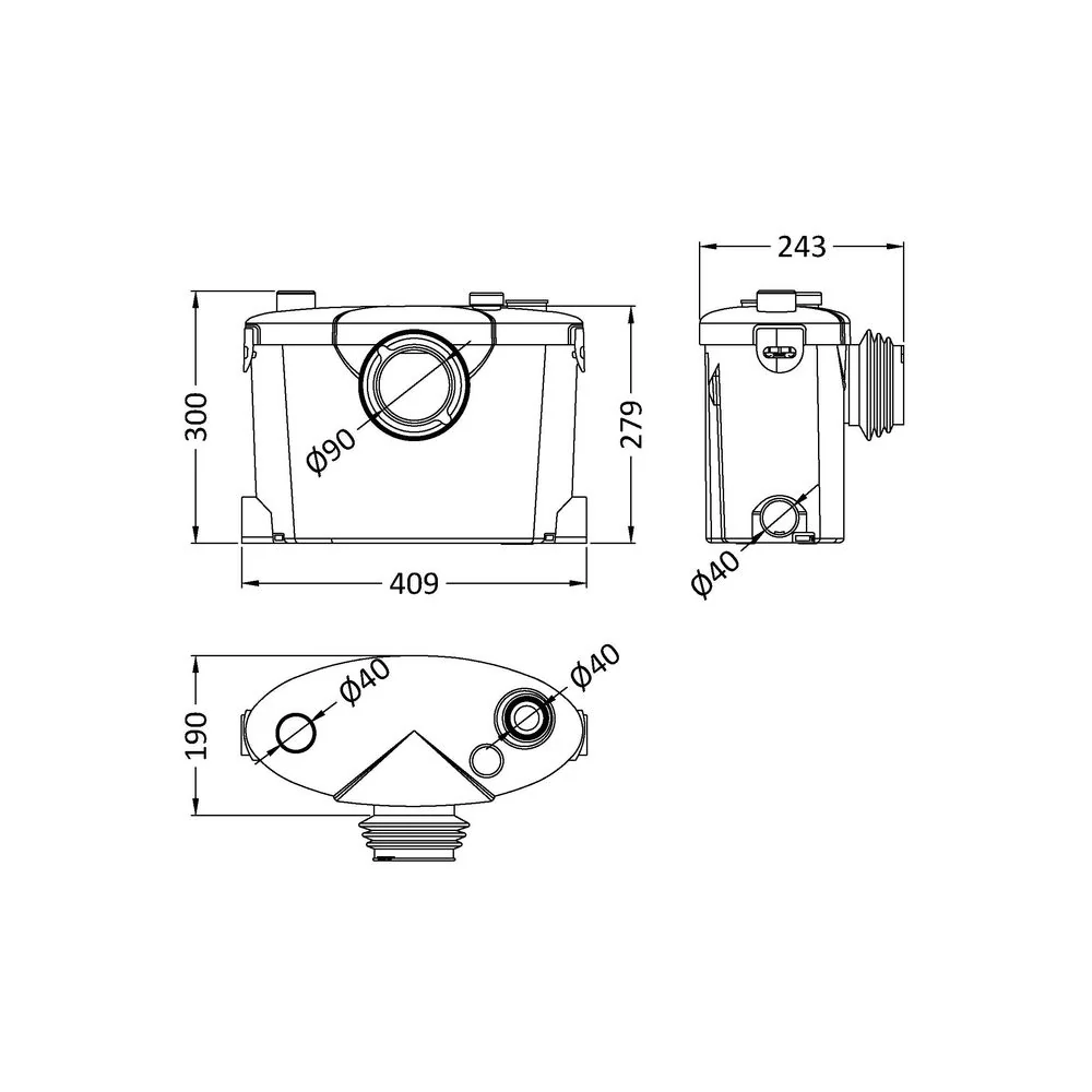 nuie choice 4 Inlet Macerator 400w Waste Pump System - Image 2